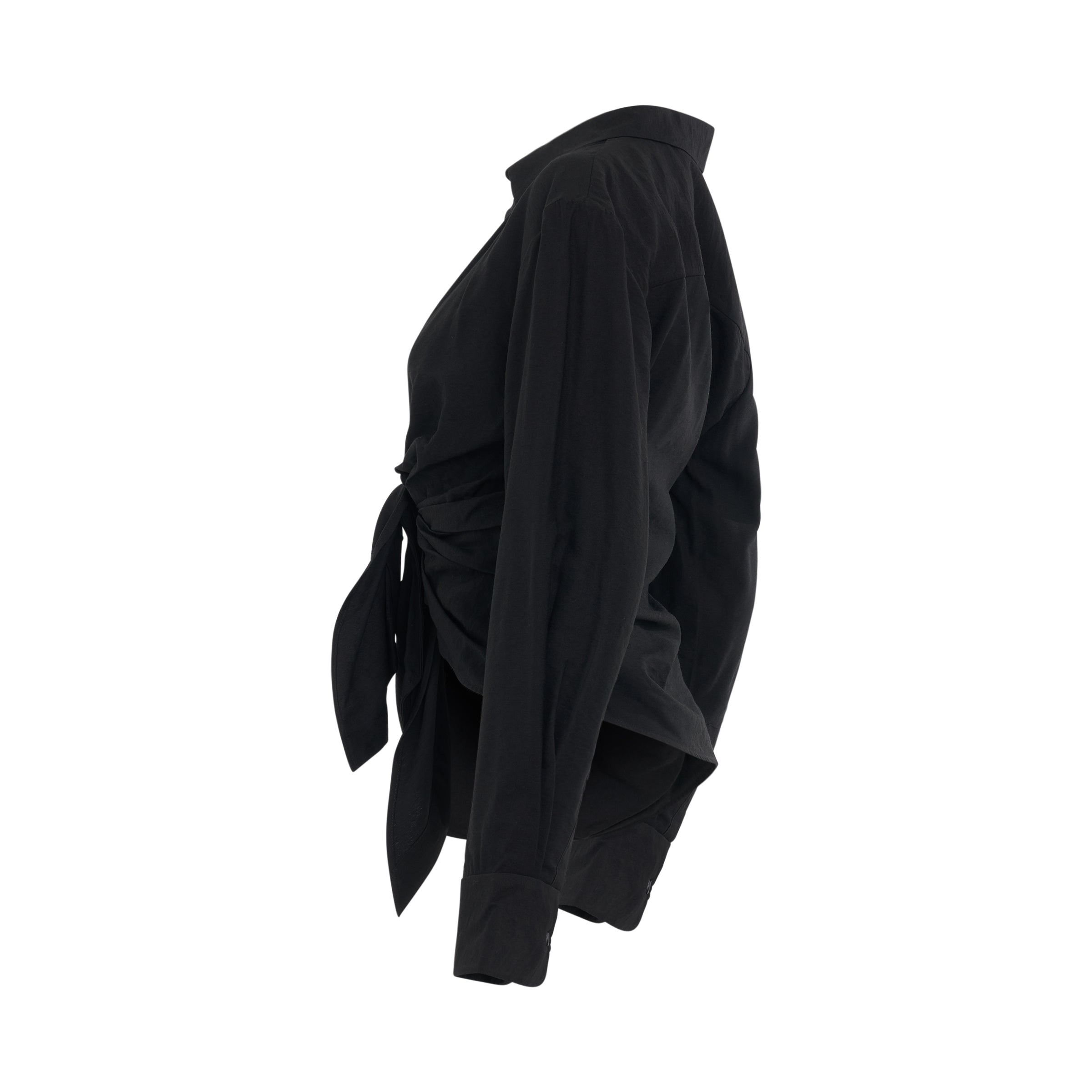 Bahia Tied Sash Shirt in Black - 3