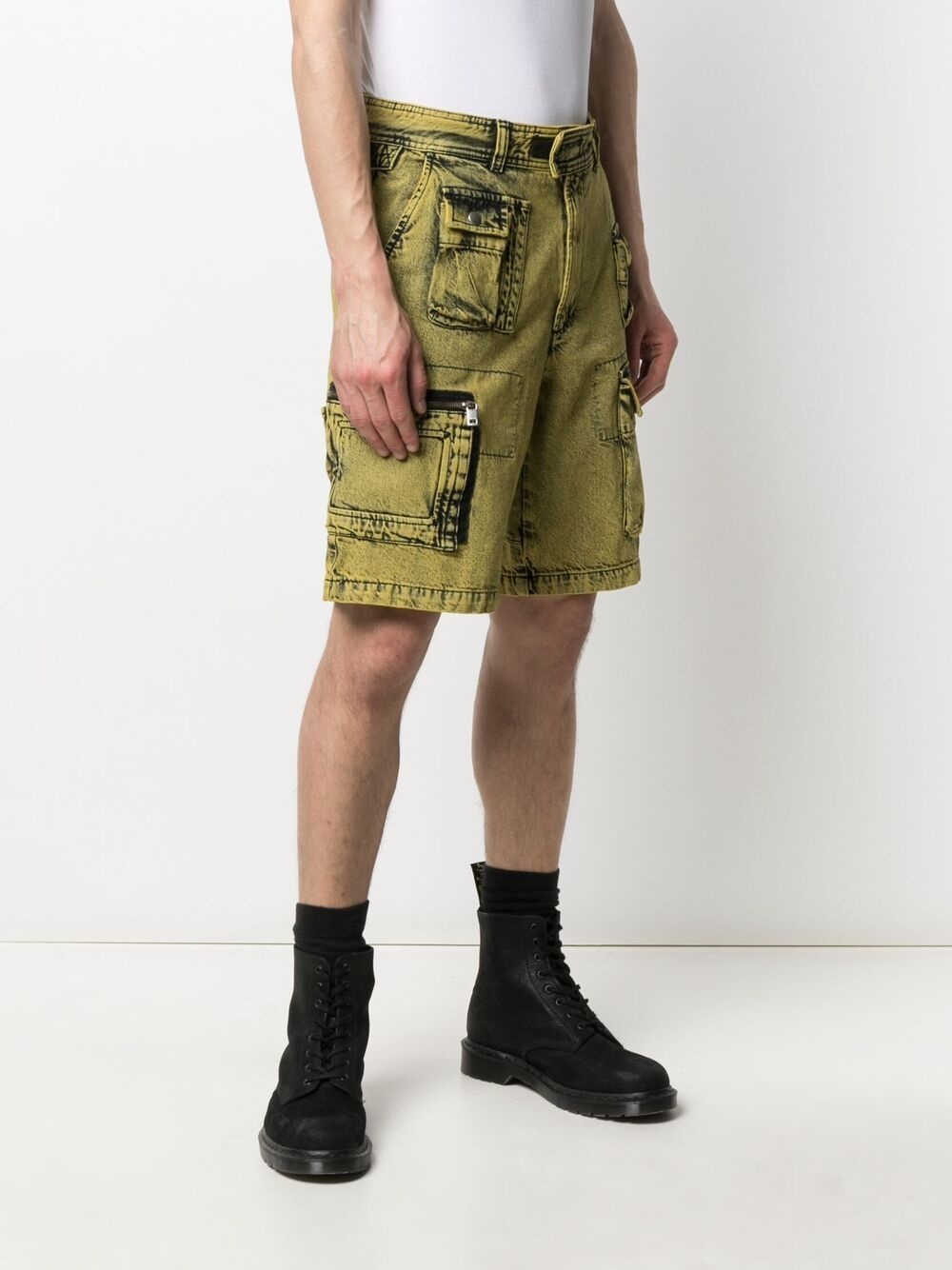 overdyed denim cargo shorts - 3