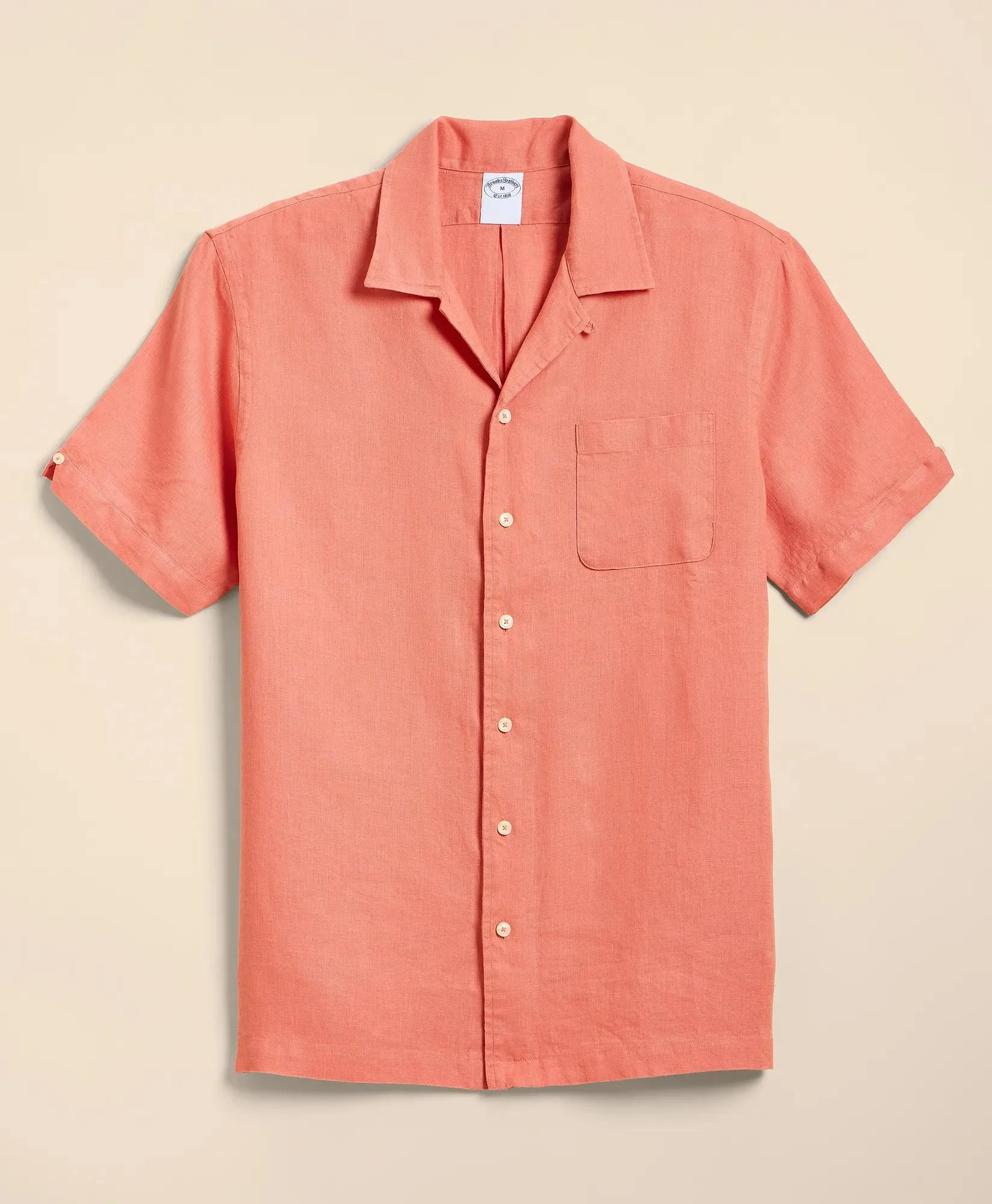 Irish Linen Camp Collar, Short-Sleeve Shirt - 1