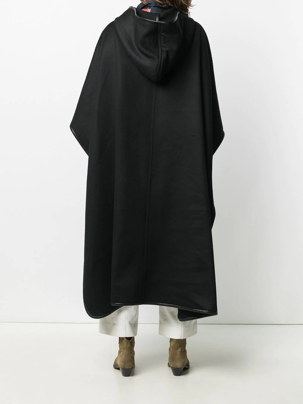 contrasting-trim hooded cape - 4