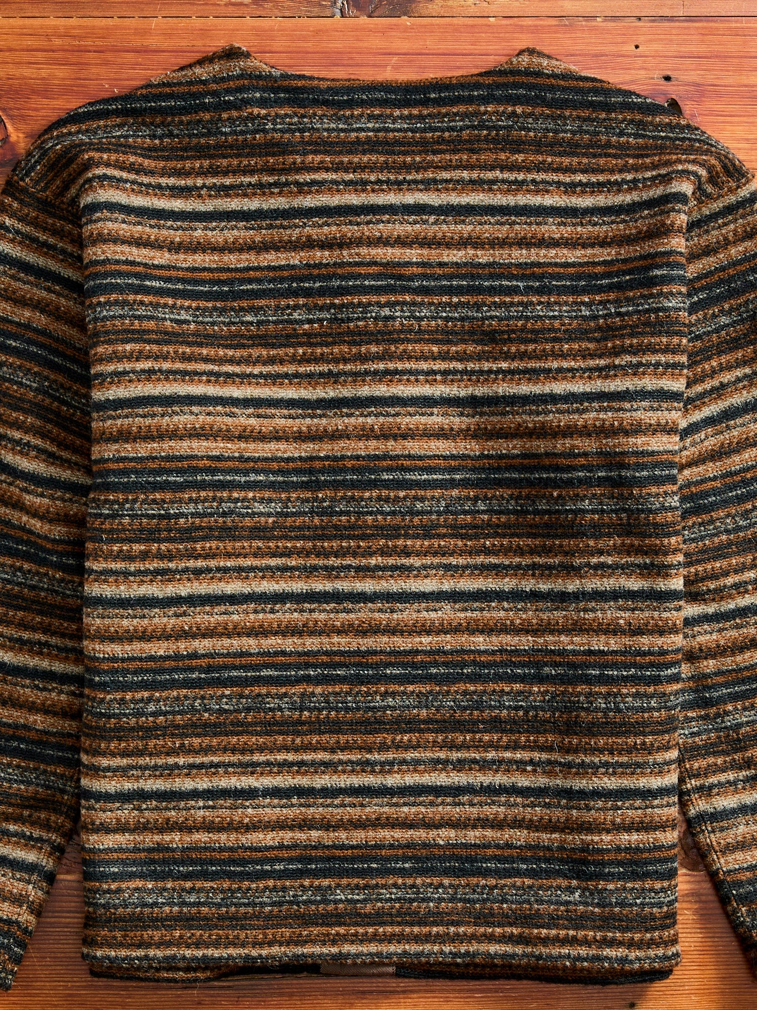 Fair Isle Knit Cardigan Sweater in Brown Stripe - 9