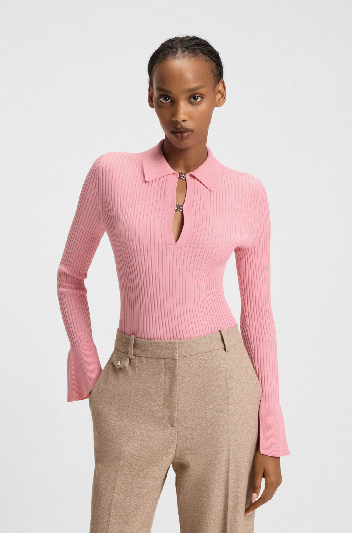 KNIT POLO WITH STACKED-LOGO PLACKET CLOSURES - 2