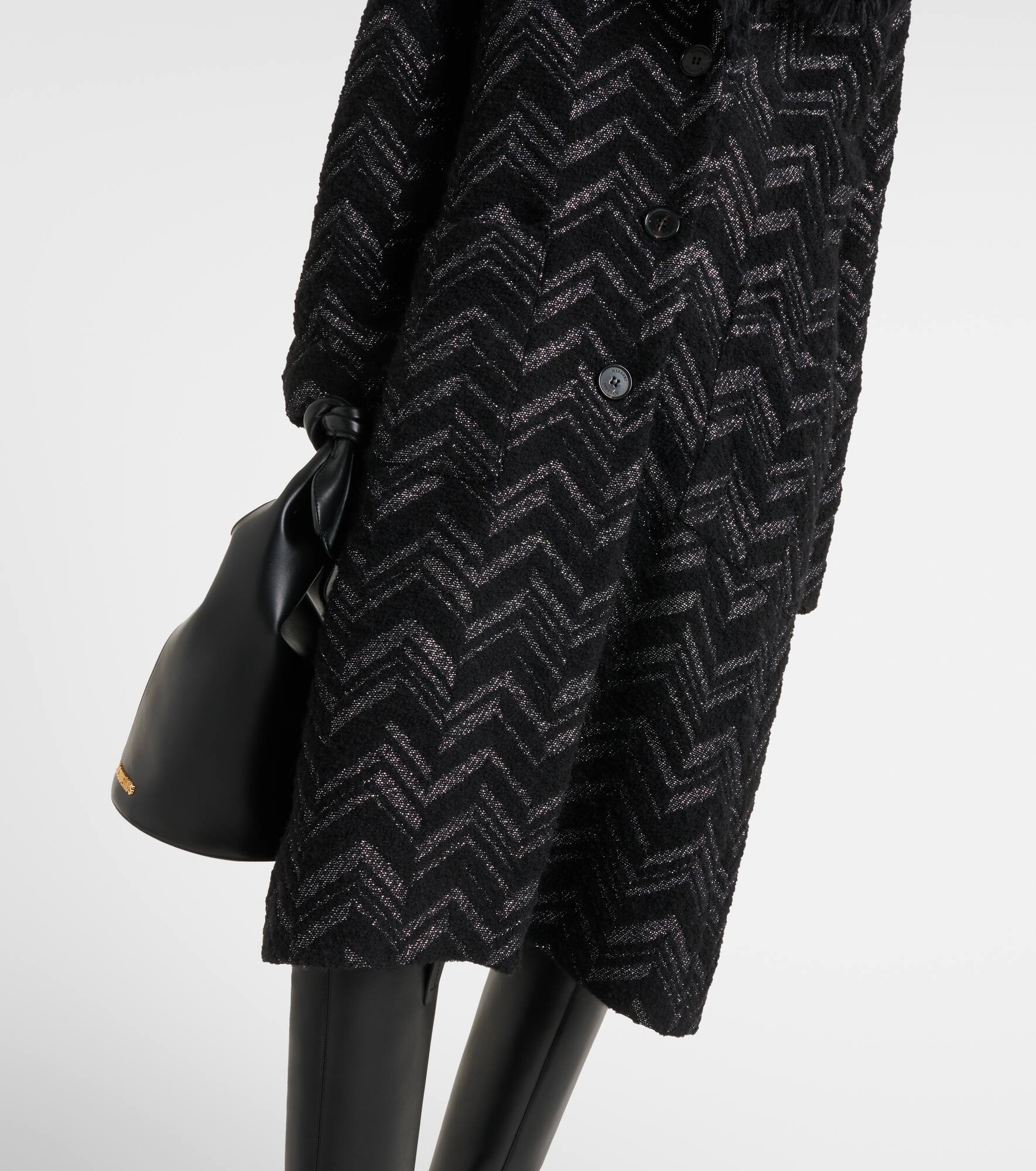 Zig Zag faux shearling-trimmed coat - 6