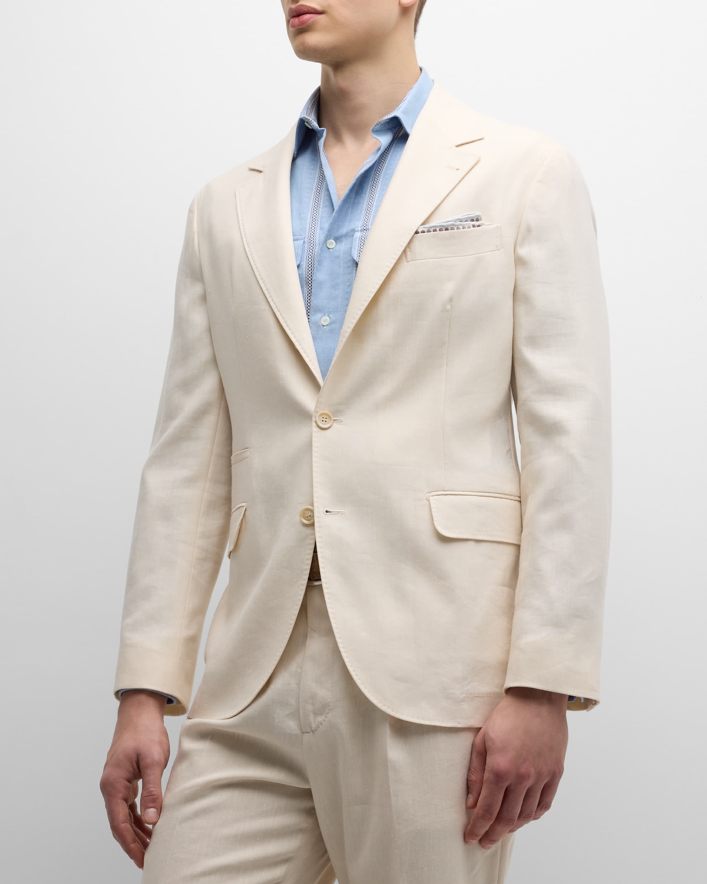 Men's Linen and Wool Solid Suit - 1