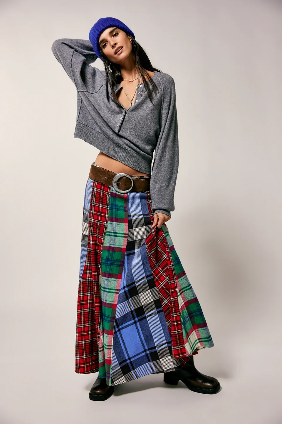 Maizie Plaidwork Maxi Skirt - 1
