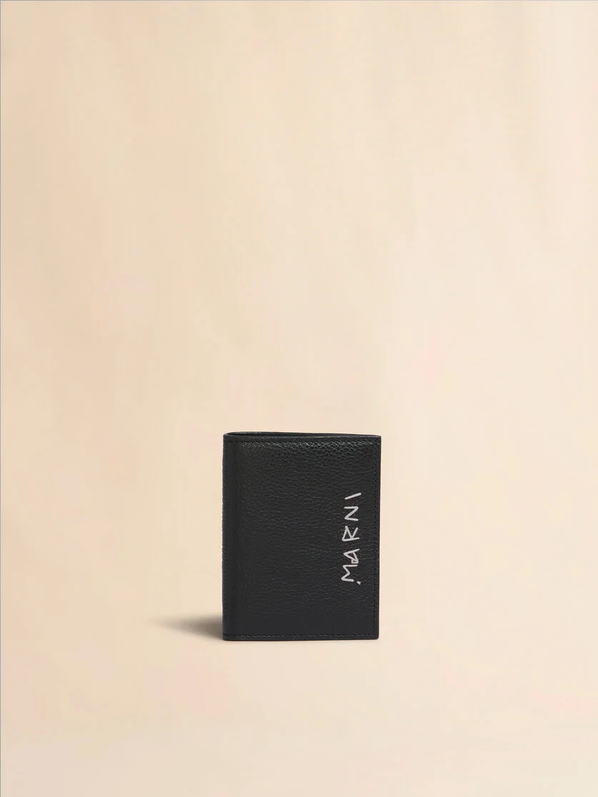 BLACK LEATHER BIFOLD WALLET WITH MARNI MENDING - 1