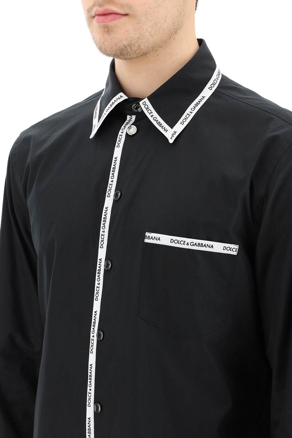 COTTON SHIRT WITH LOGO PIPING - 5