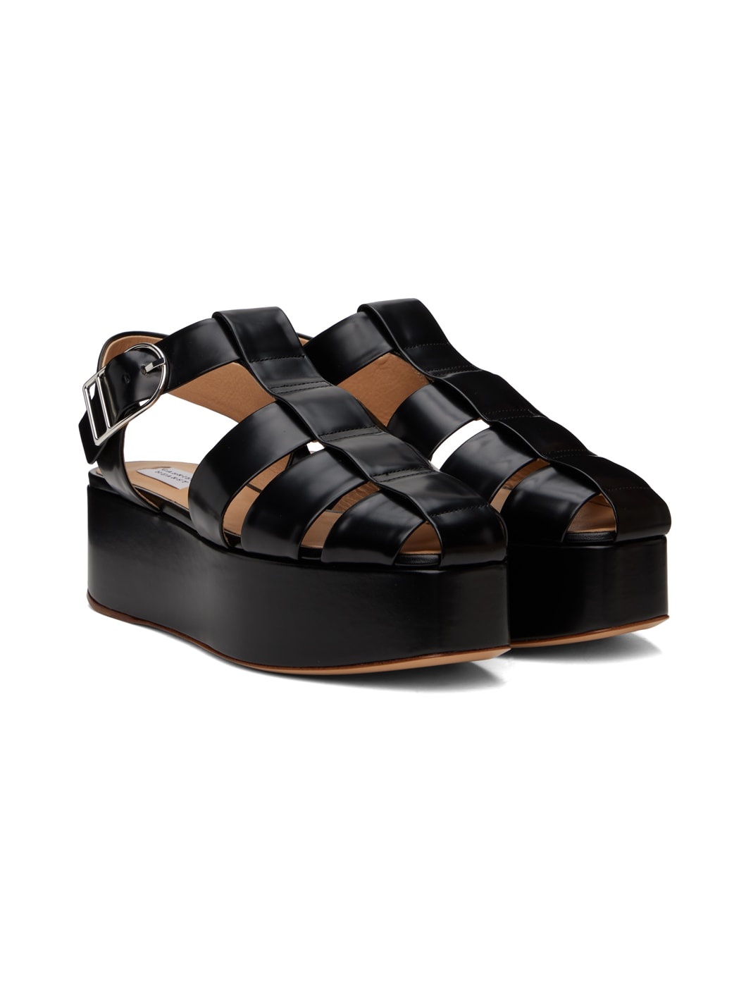 Black Mila Plateau Sandals - 4
