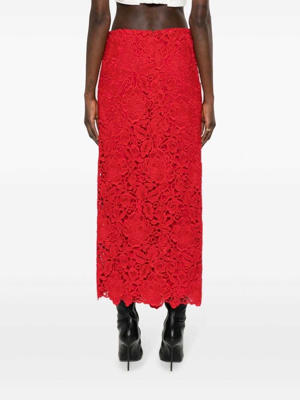 guipure-lace A-line maxi skirt - 4