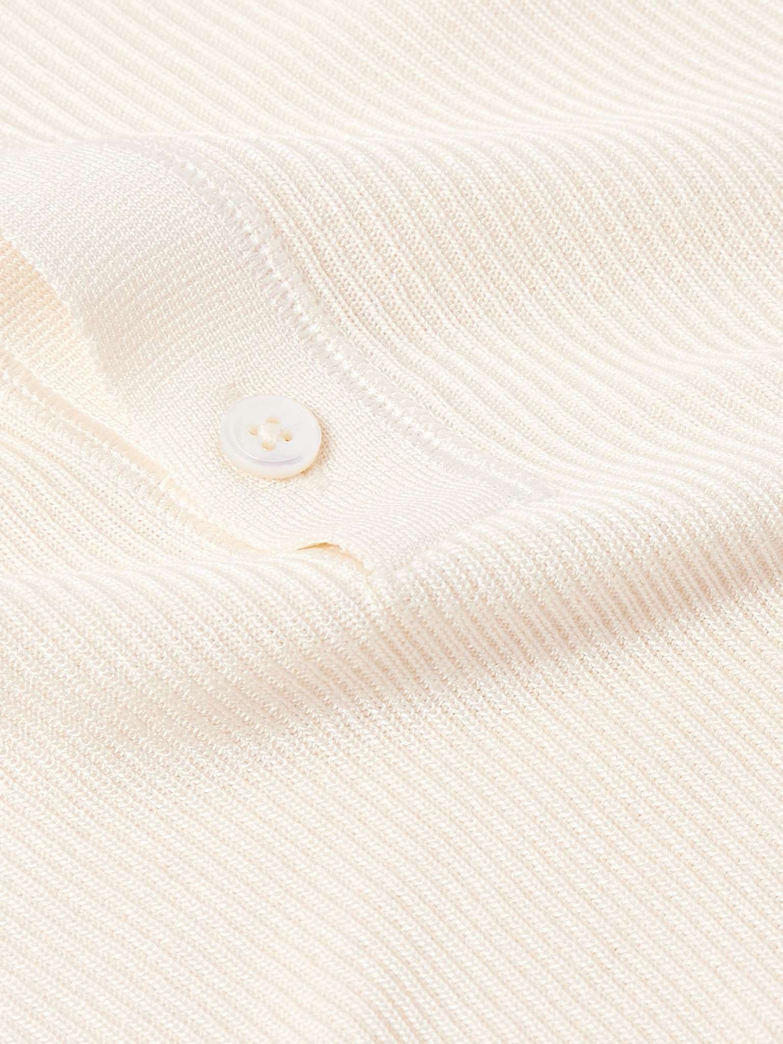 Ribbed Silk-Blend Henley Shirt - 4
