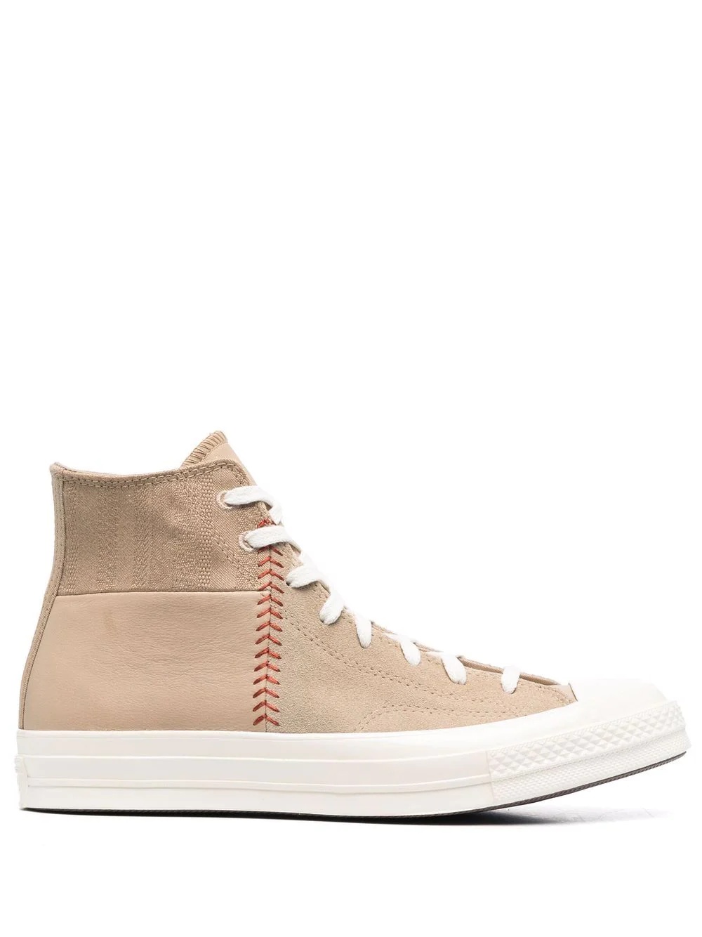 patchwork-stitched high-top sneakers - 1