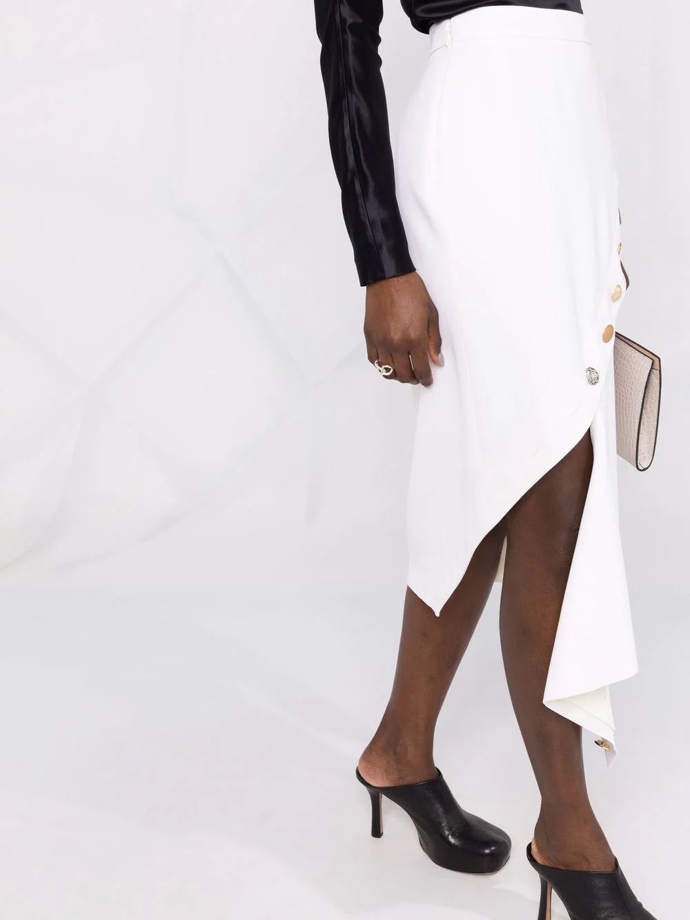 high-waisted asymmetric-hem skirt - 5