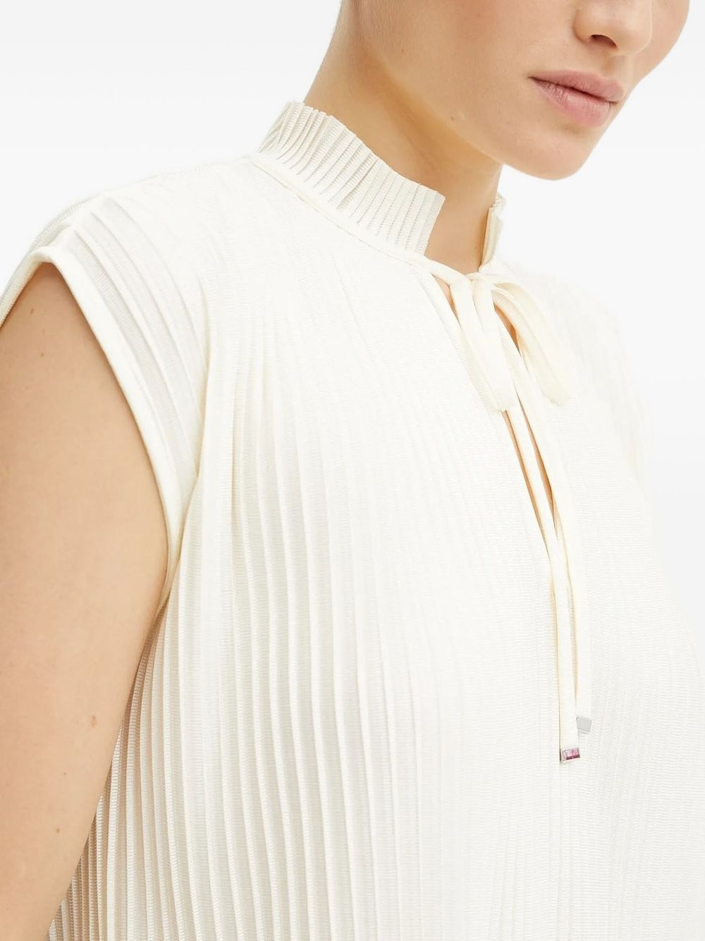 pleated tie-neck top - 4