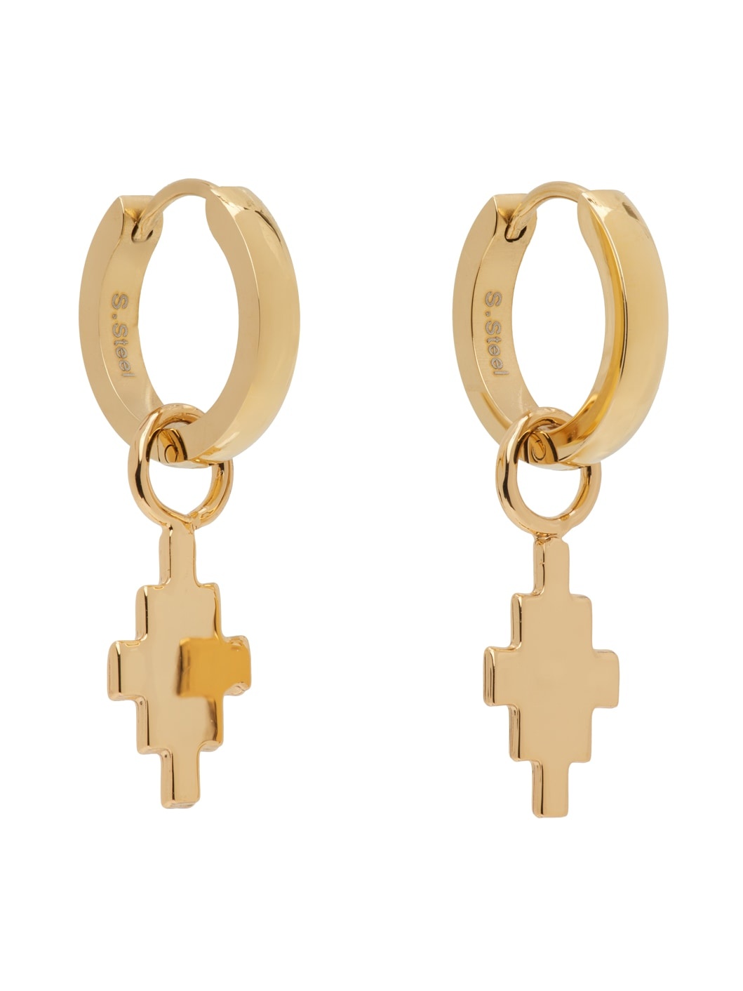Gold Cross Pendant Earrings - 2