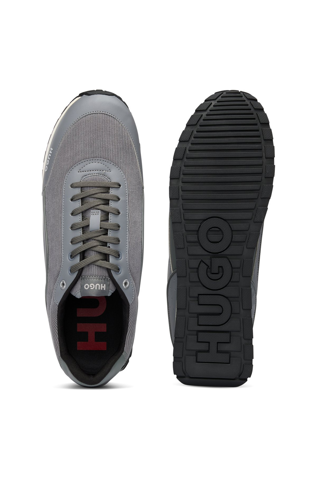 MIXED-MATERIAL TRAINERS WITH CORDUROY-EFFECT TRIMS - 4