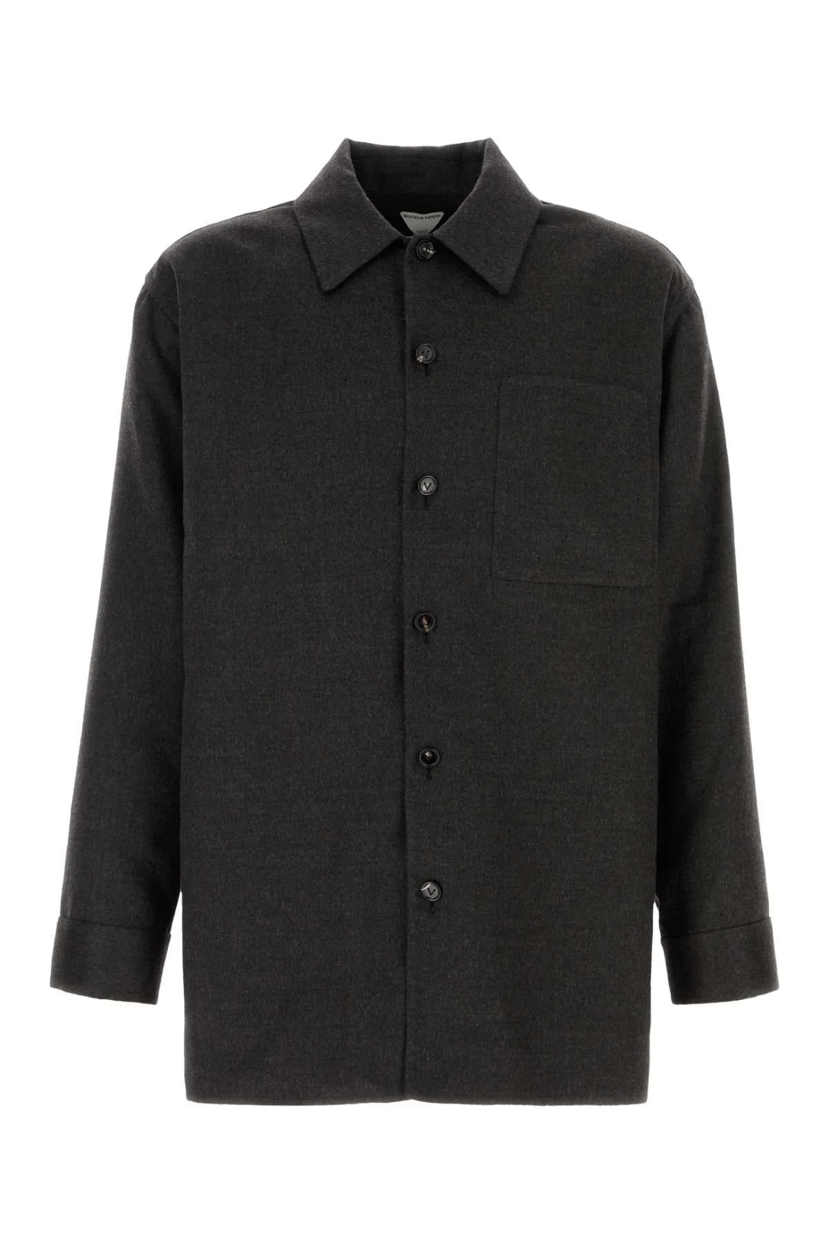 Dark Grey Flannel Shirt Charcoalmelange Exterior: Cashmere Silk Camicie - 1