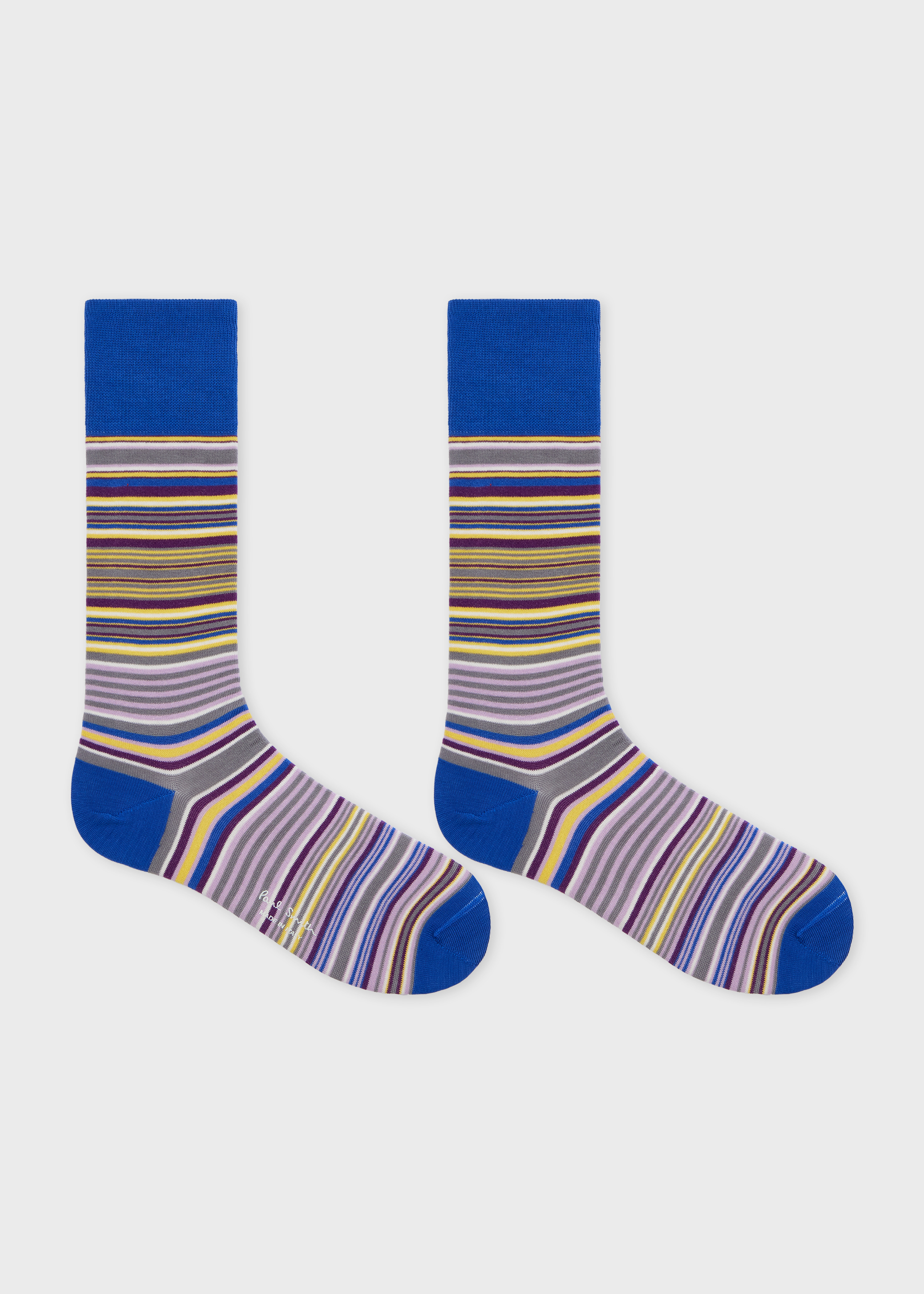 Blue Cotton-Blend Stripe Socks - 2