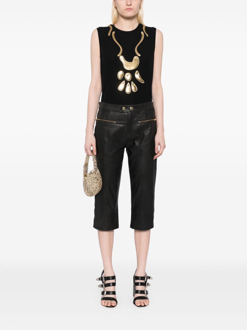 Downtown leather cropped trousers - 2