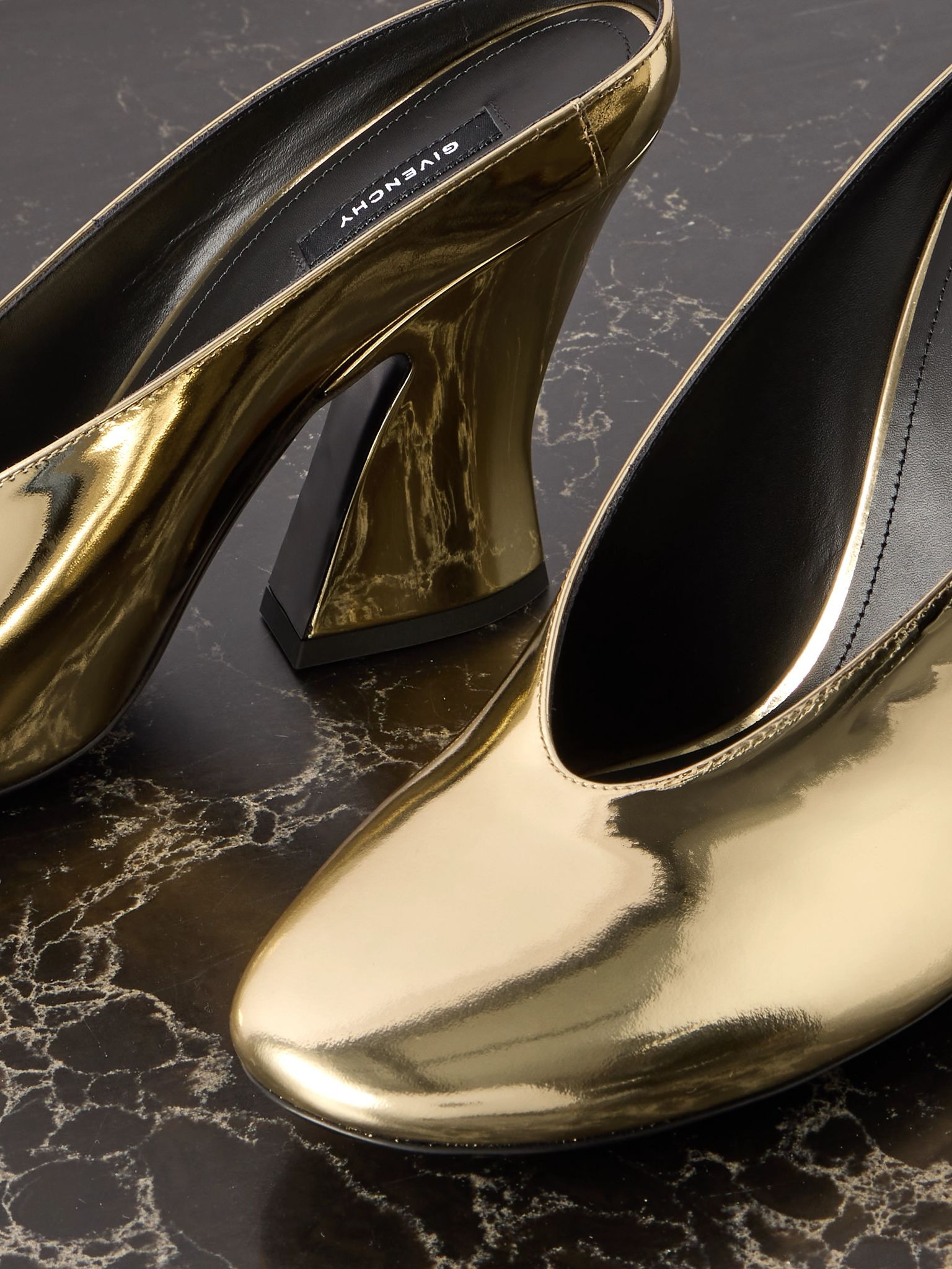 Mirrored-leather mules Gold - 4