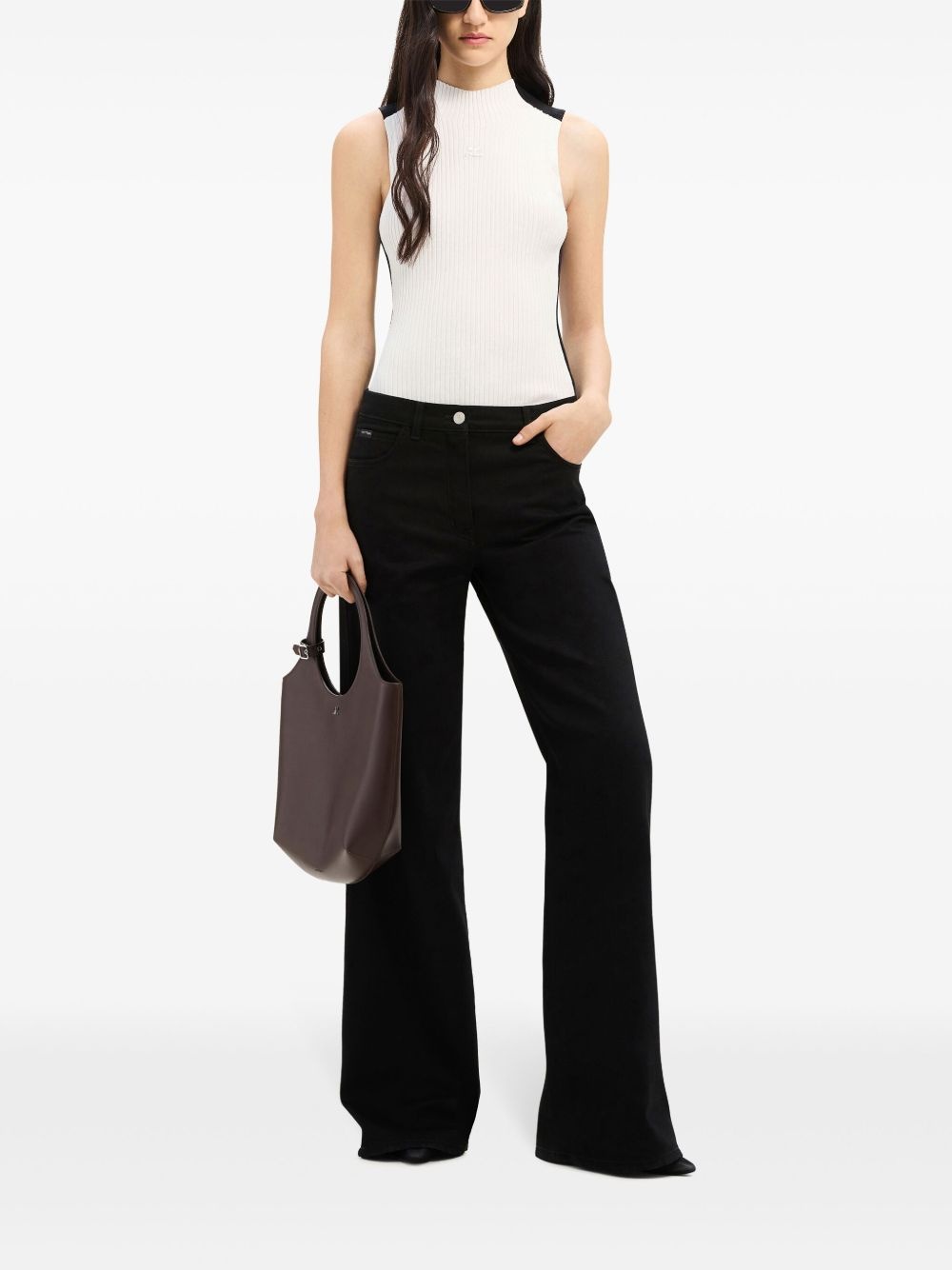 Contrast Frame ribbed tank top - 2