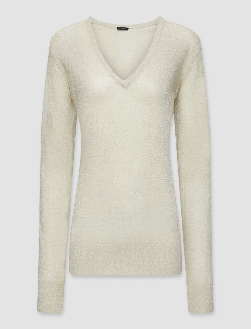 Lurex V Neck Jumper 1