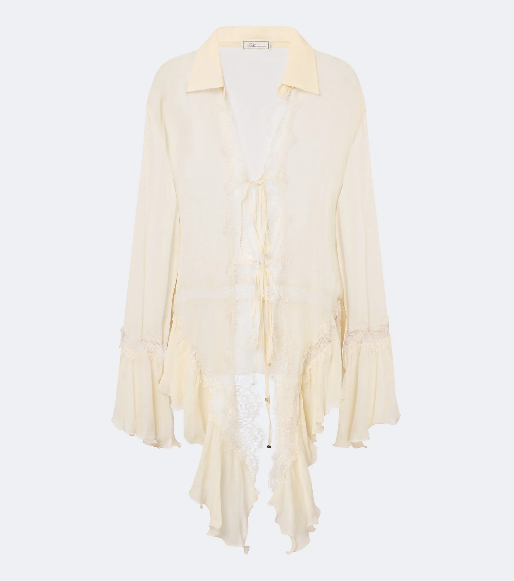 Asymmetric lace-trimmed blouse - 1