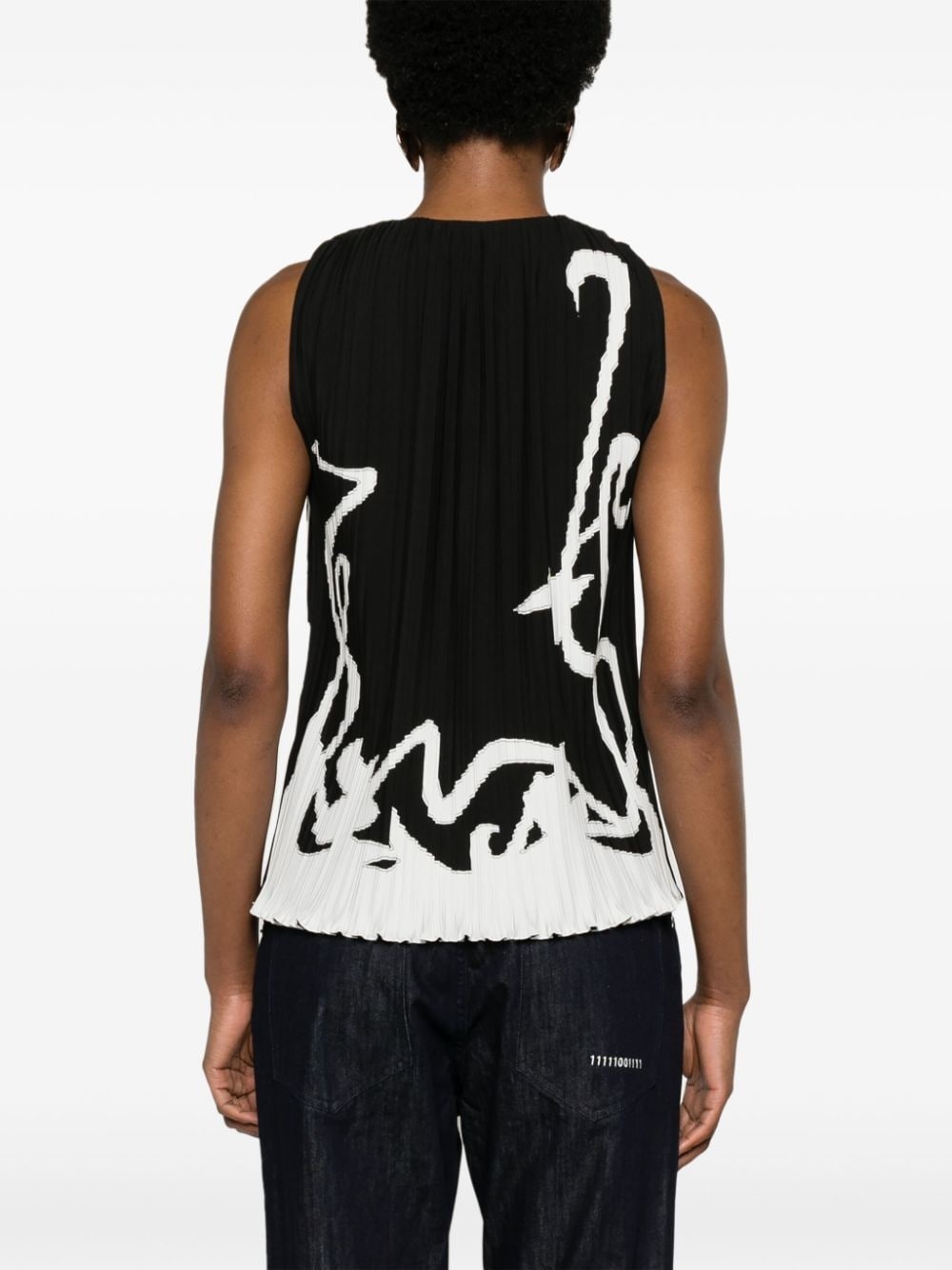 abstract-print pleated blouse - 4