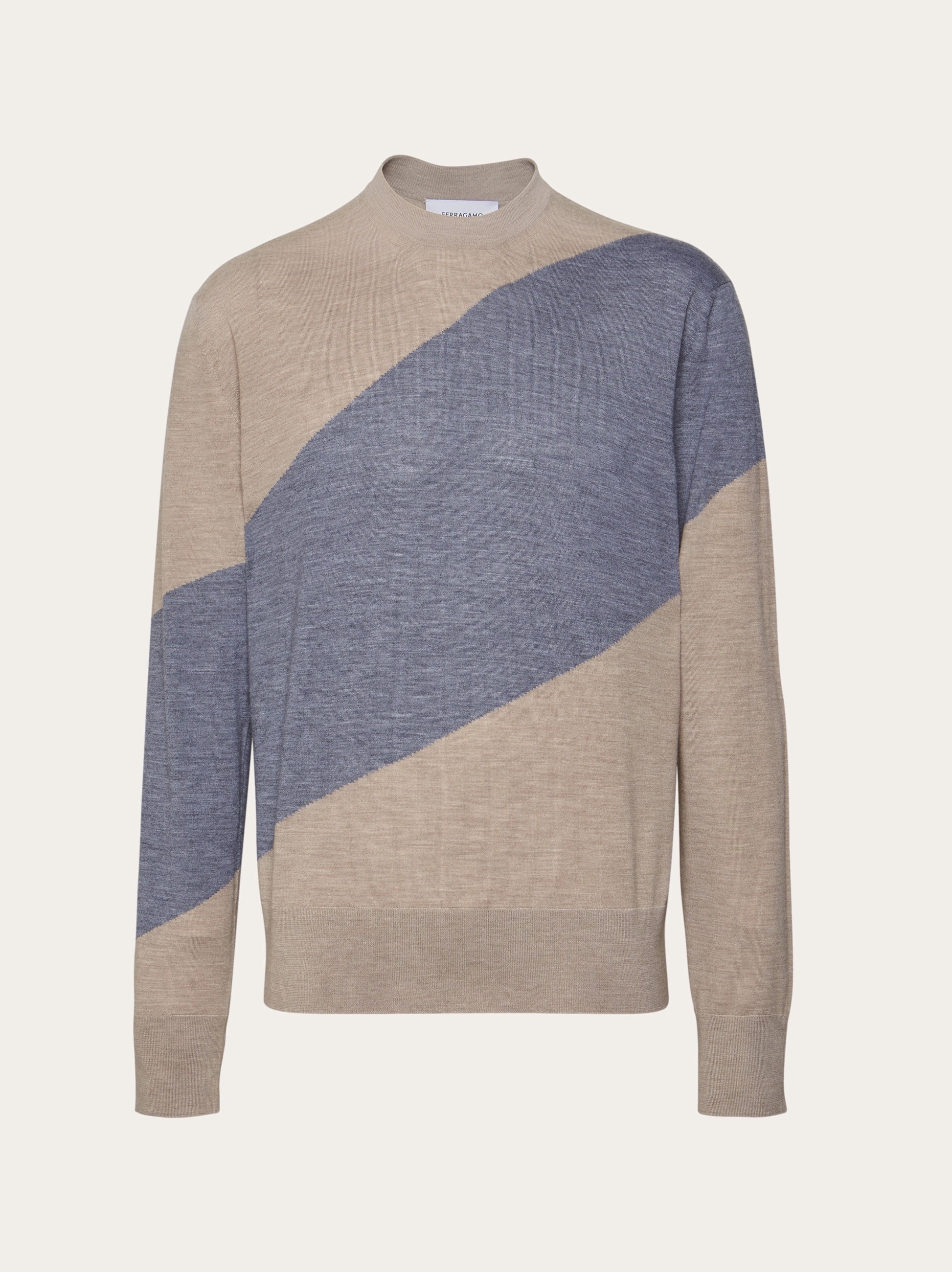 Crew neck dual tone sweater - 1