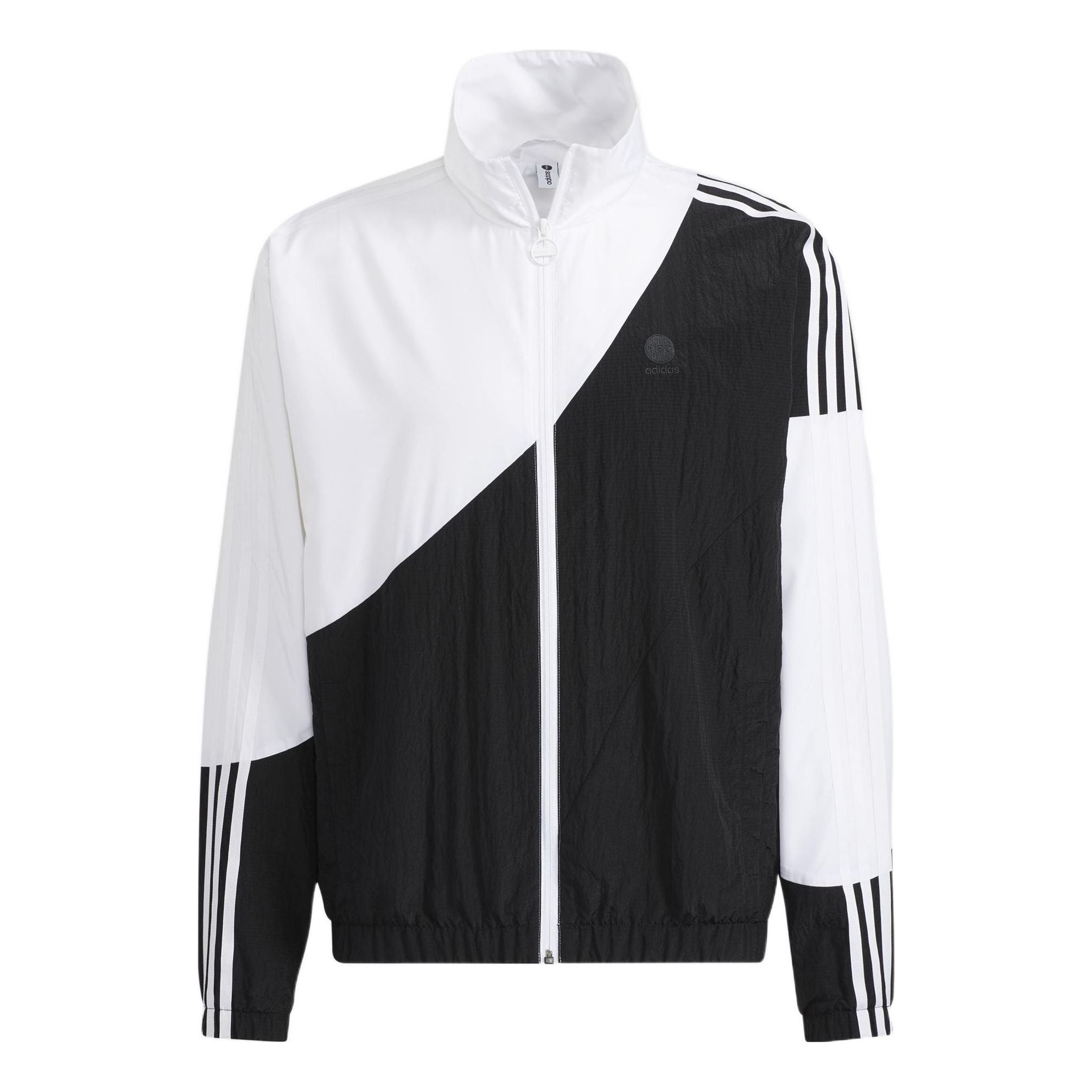 adidas neo Colorblock Stand Collar Long Sleeves Zipper Jacket Black HC9680 - 1