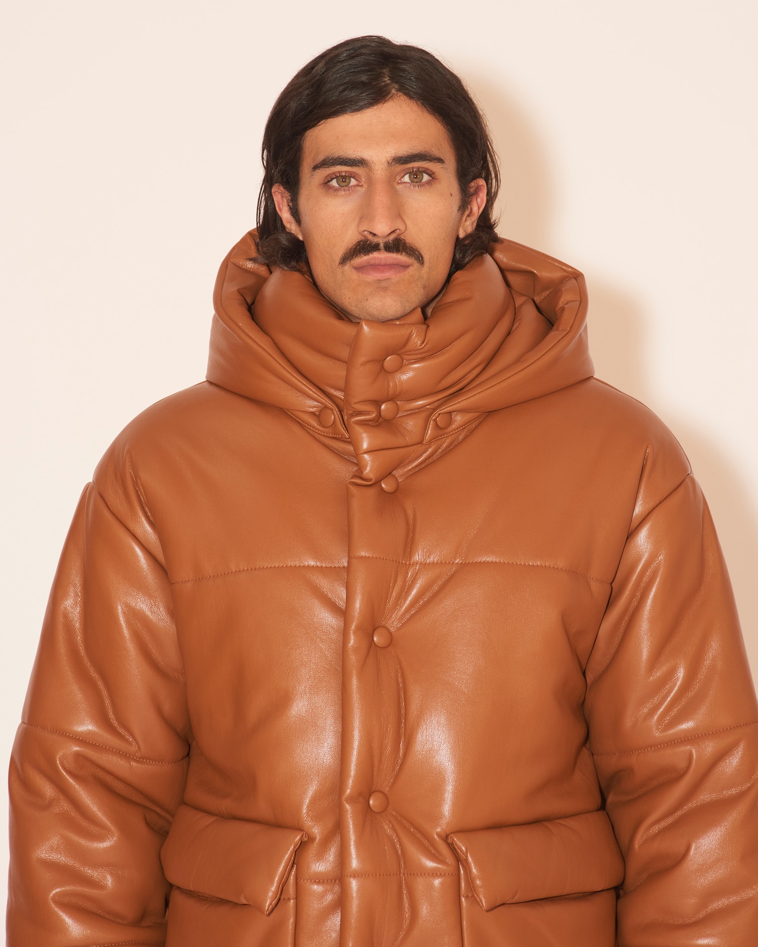 HIDE MENS - OKOBOR™ alt-leather puffer jacket - Tobacco - 2
