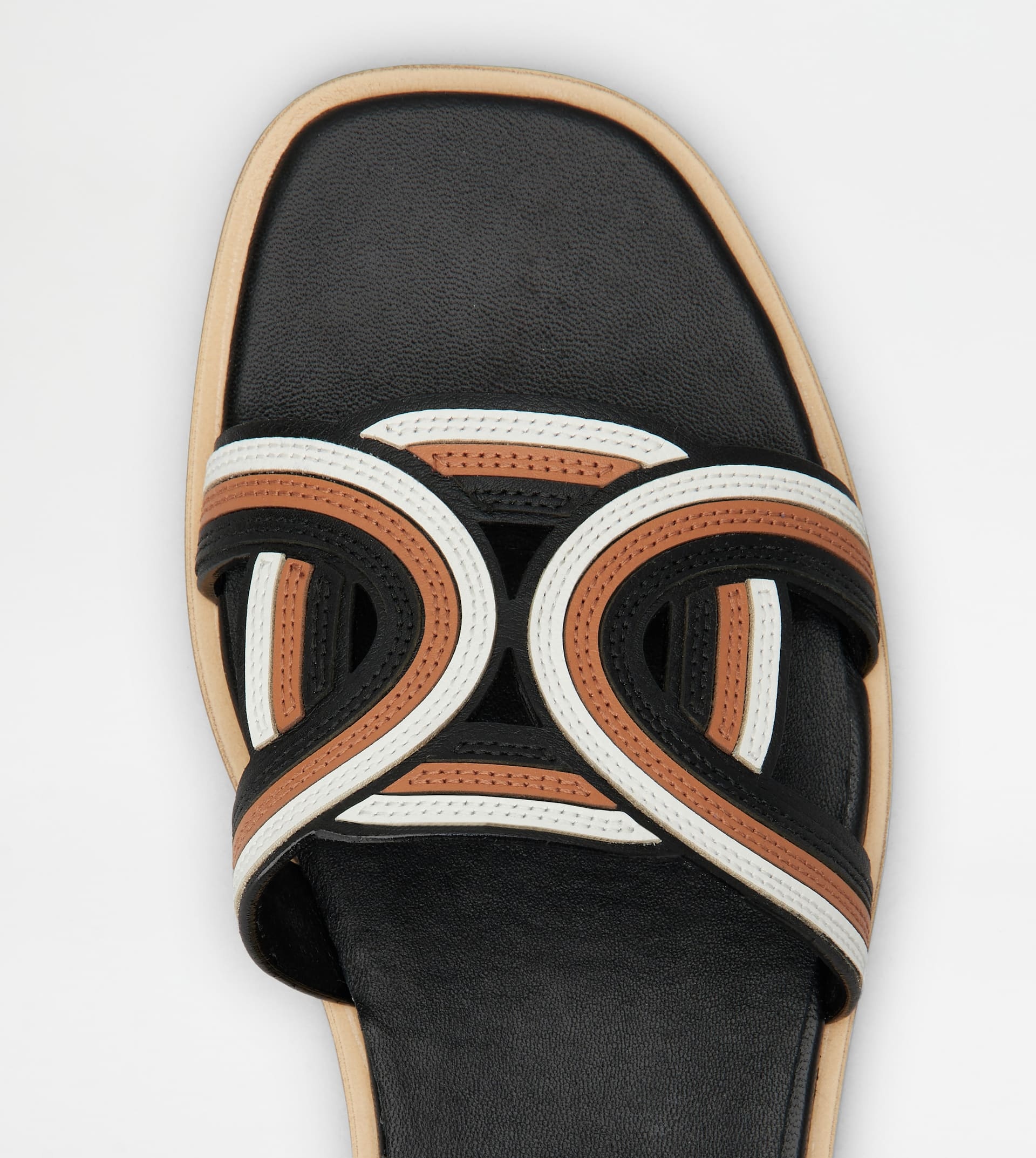 KATE SANDALS IN LEATHER - ORANGE, WHITE, BLACK - 5