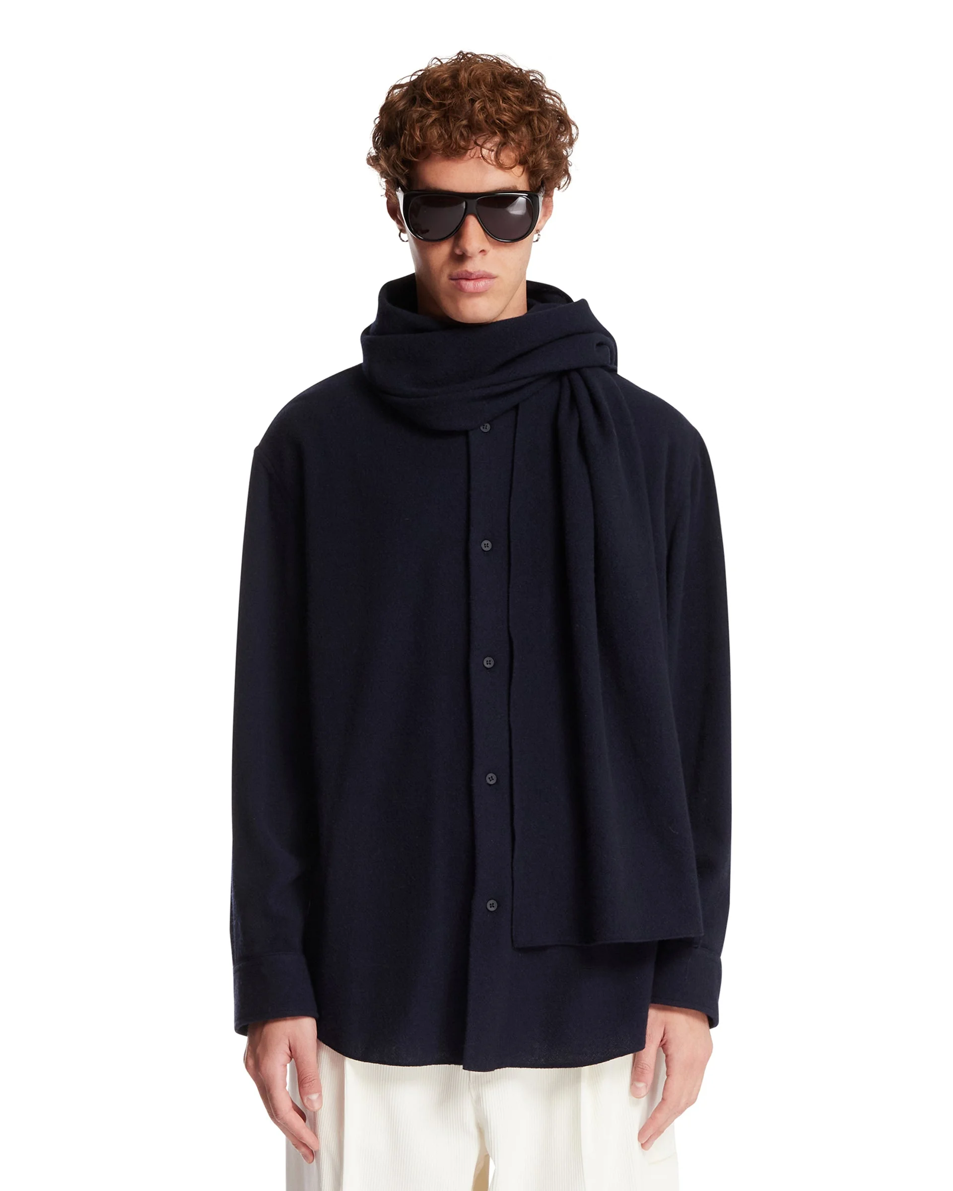 Blue George Shirt with Scarf - 1
