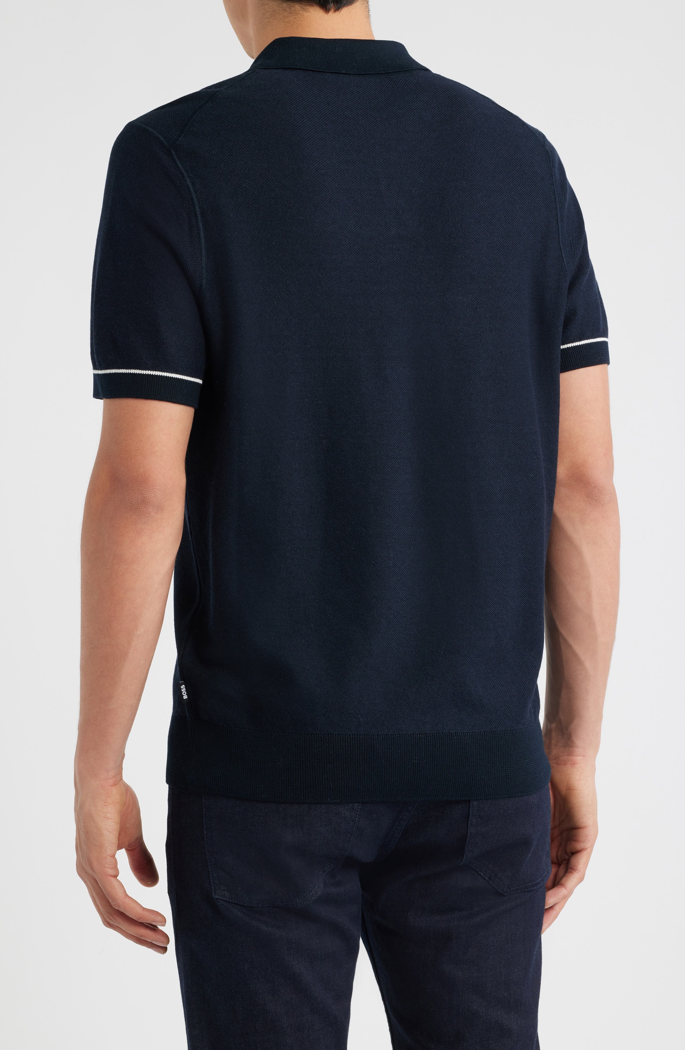 BOSS Jianluca Johnny Collar Polo in Dark Blue at Nordstrom - 2