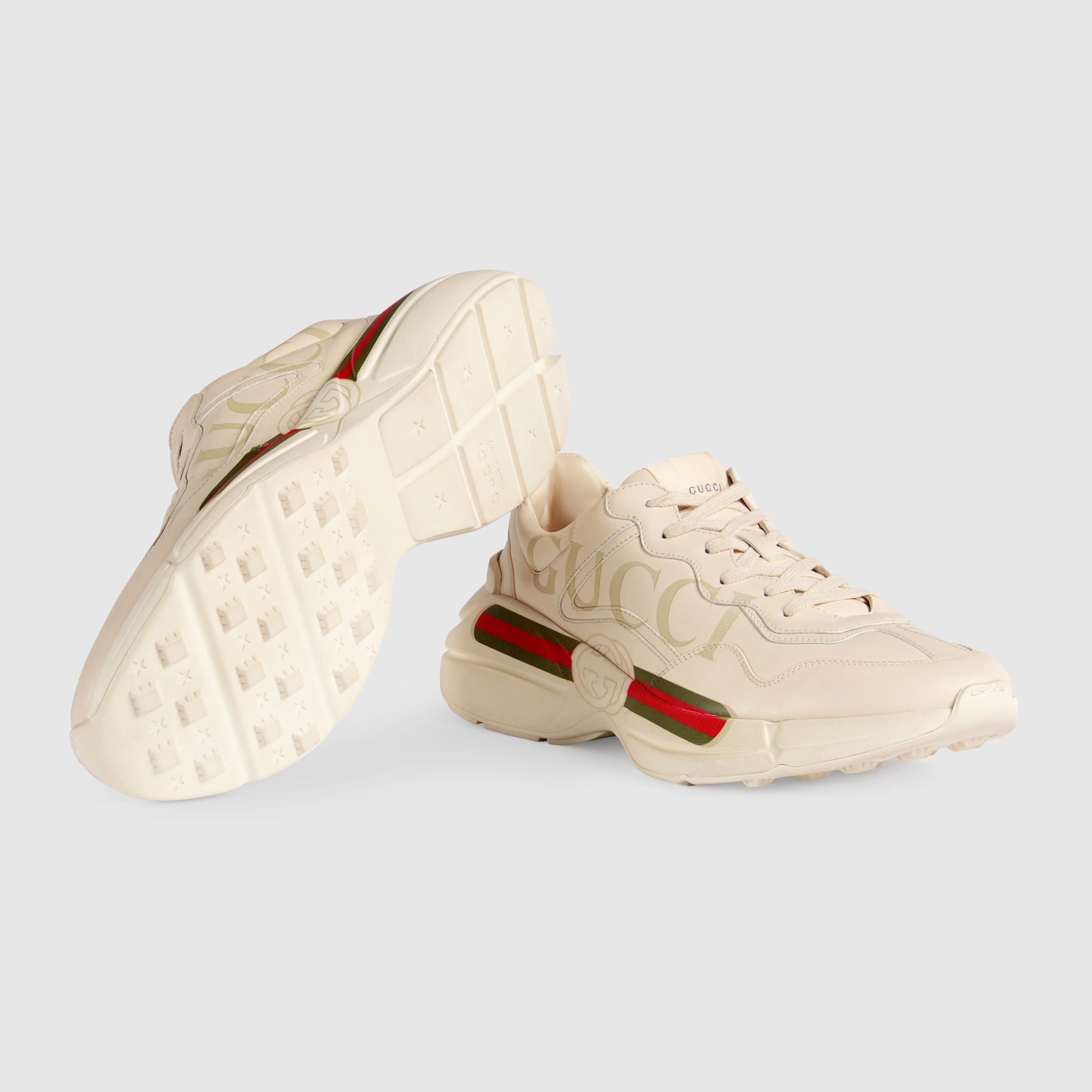 Men's Rhyton Gucci logo leather sneaker - 5