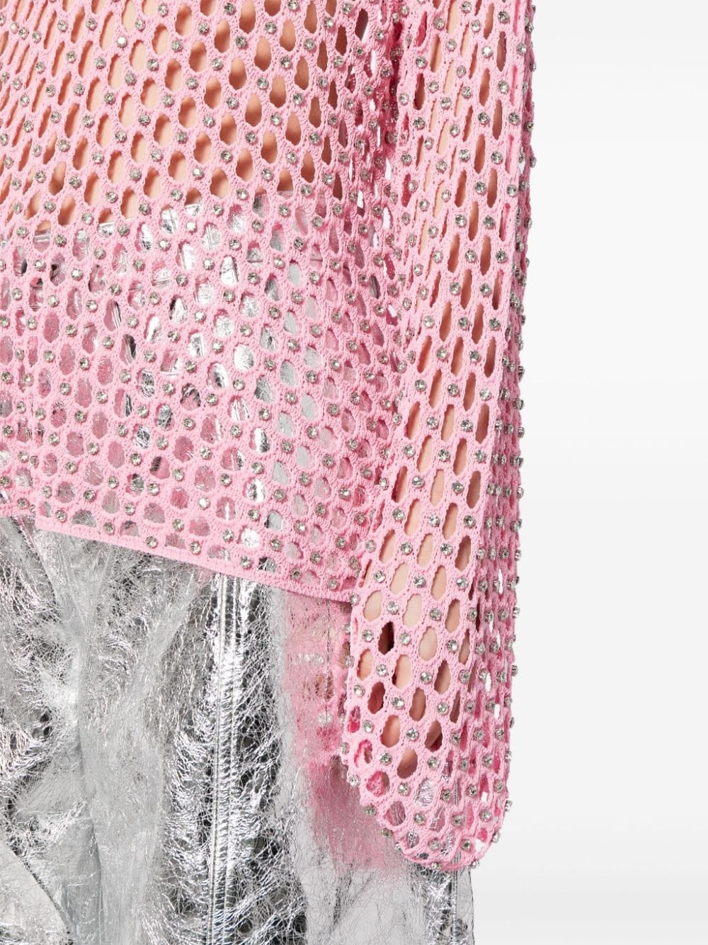 crystal-embroidered net top - 5