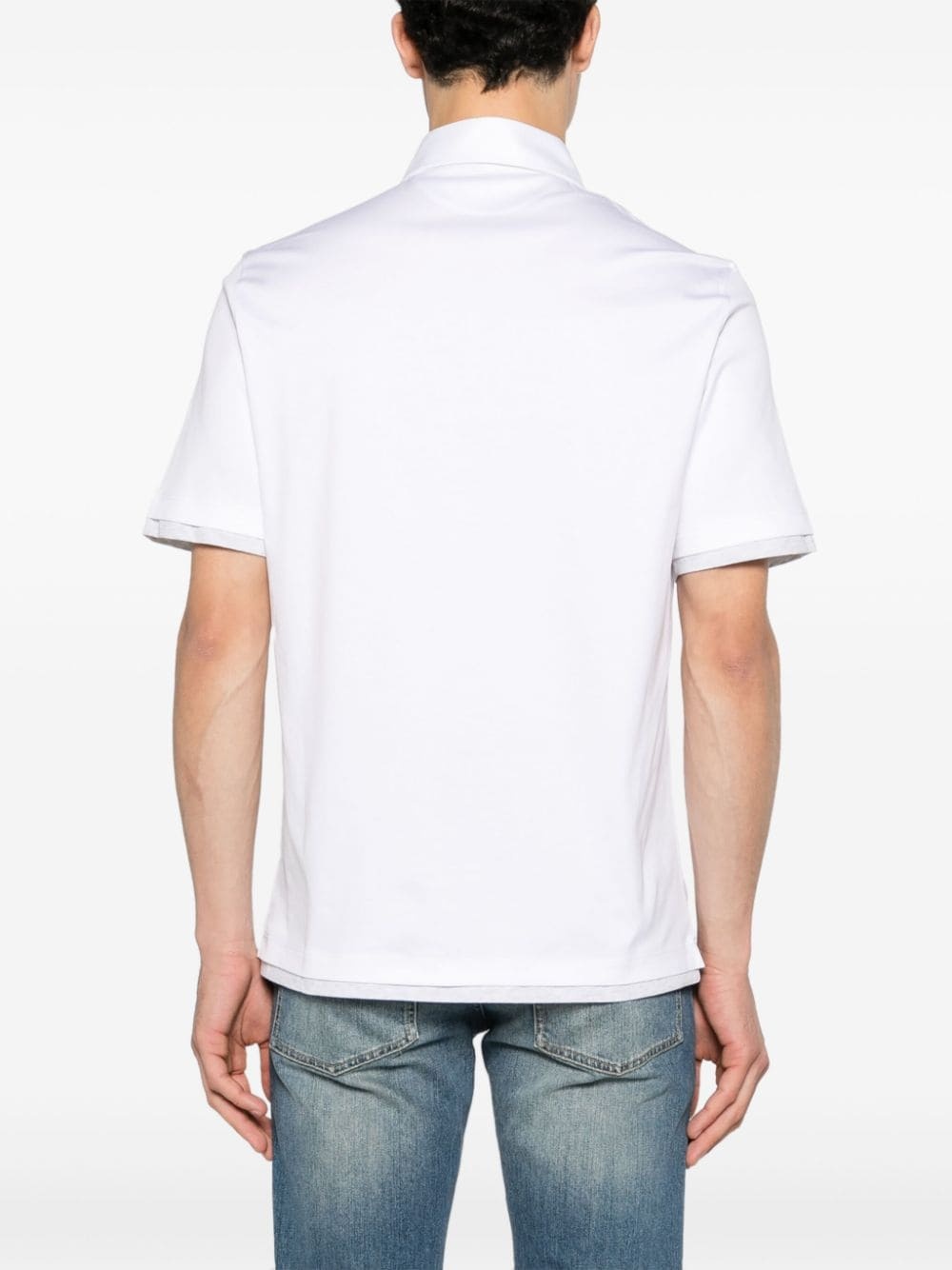 contrasting-trim cotton polo shirt - 4