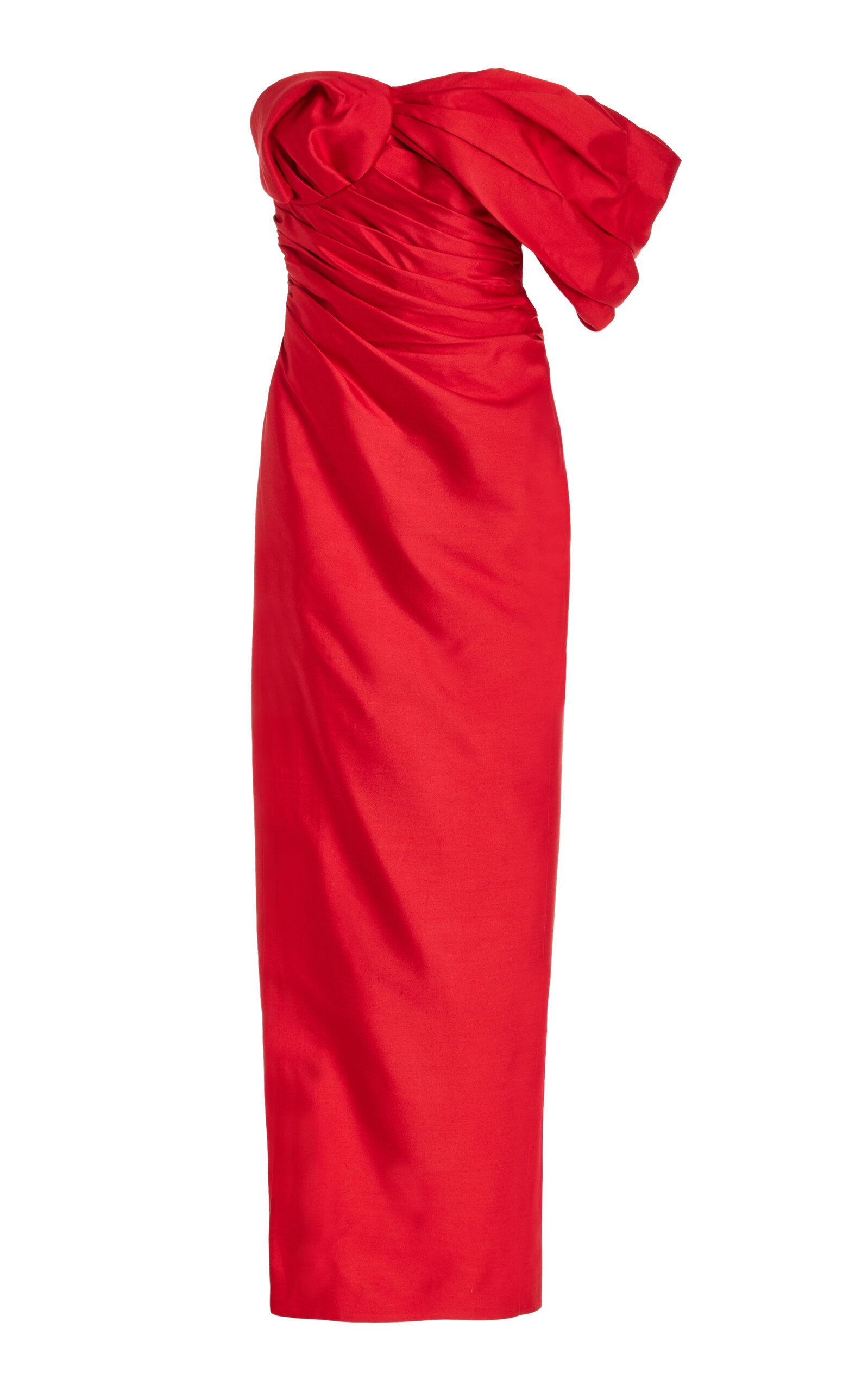Marlo Ruched Wool-Silk Off-The-Shoulder Gown red - 1