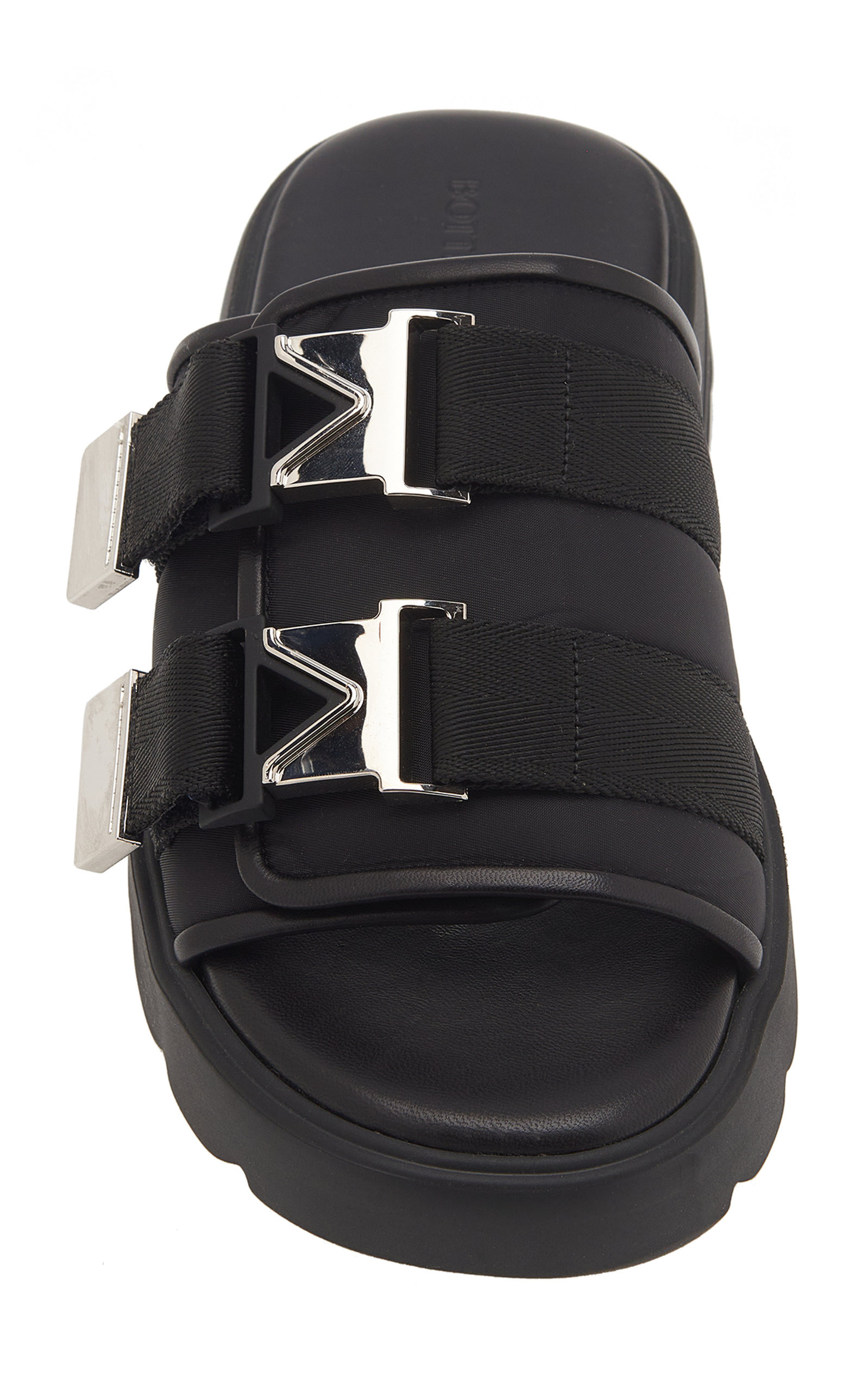 Flash Buckled Leather and Rubber Sandals black - 3