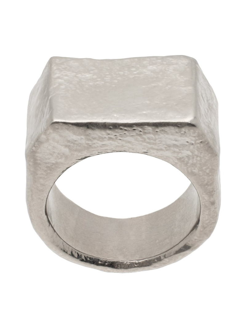 Silver Metal Chiseled Ring 1