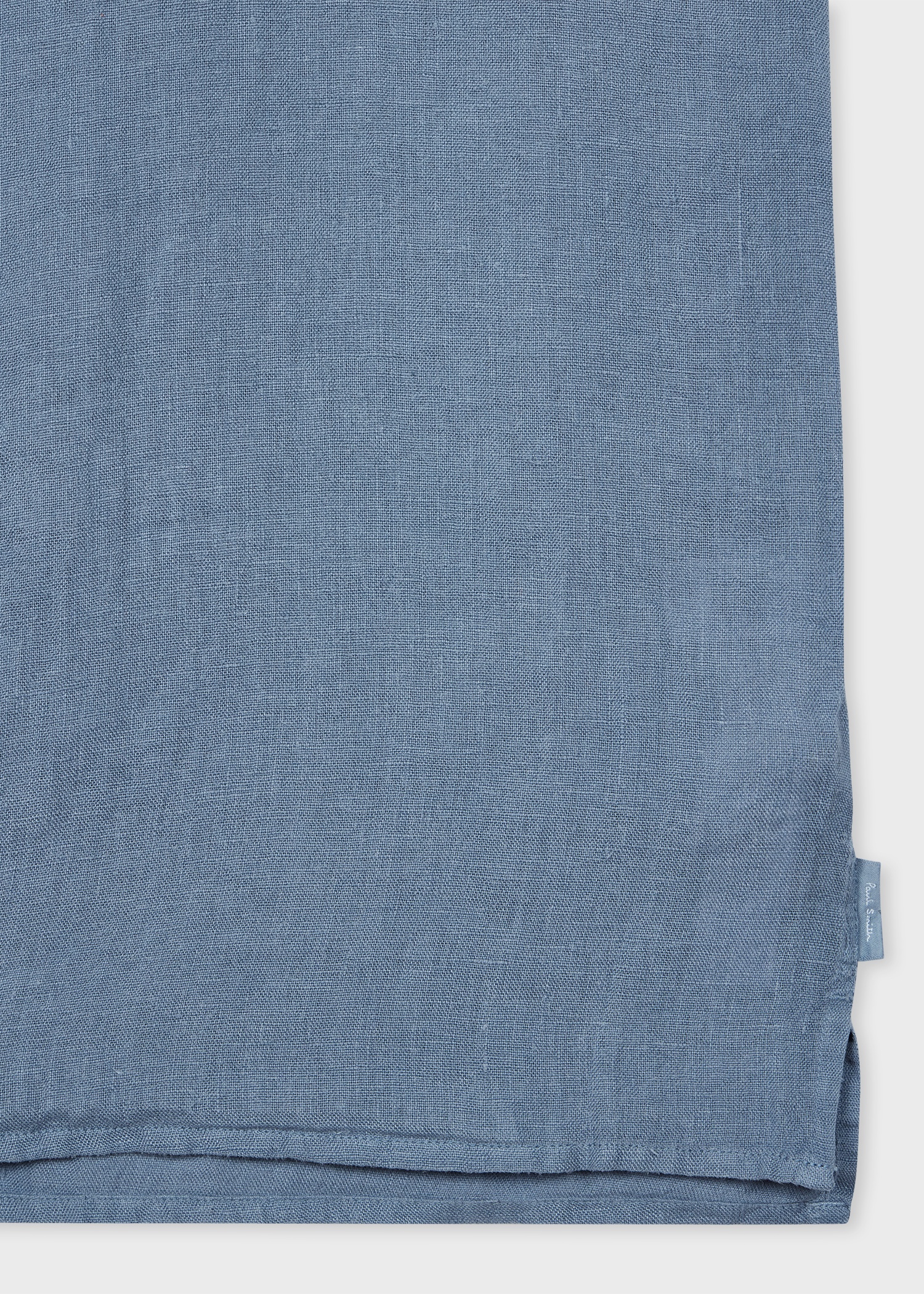 Washed Blue Linen Short-Sleeve Shirt - 4