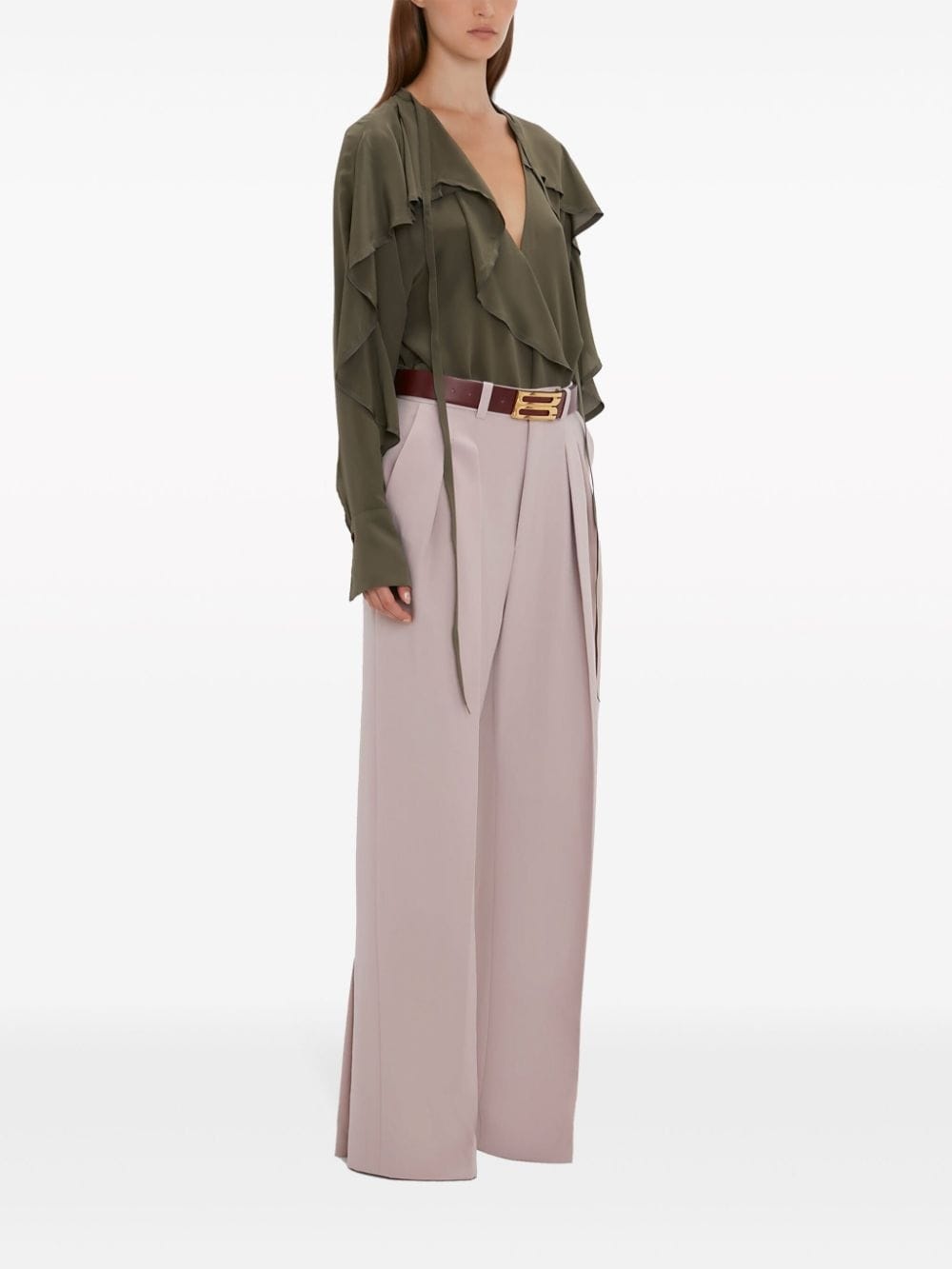 double-pleat wide-leg trousers - 3