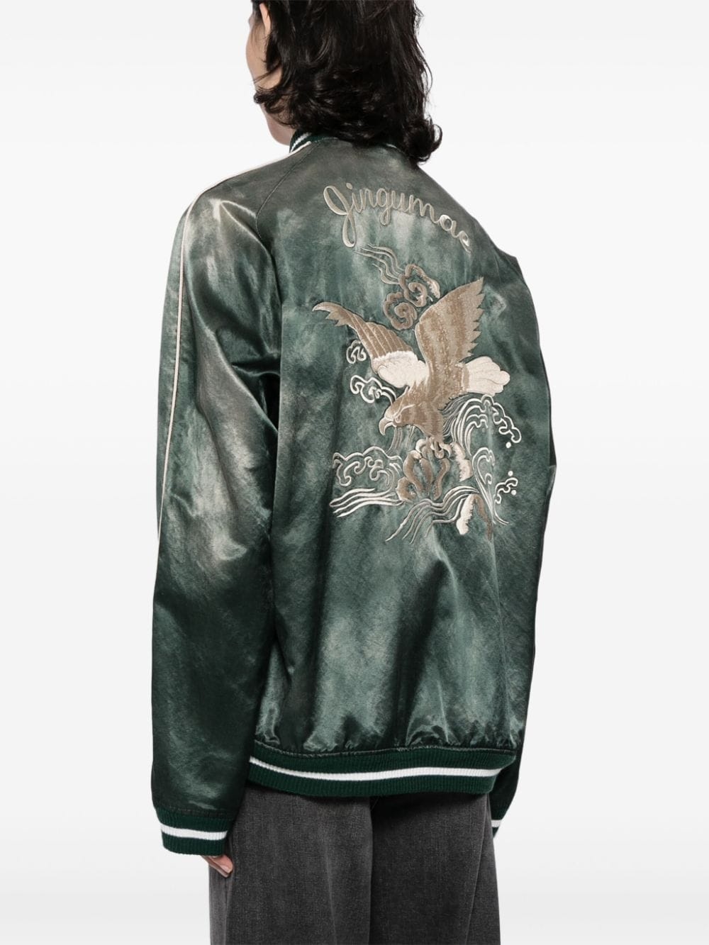 embroidered satin bomber jacket - 4