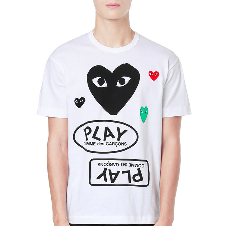 COMME des GARCONS PLAY Multi Heart T-Shirt 'White Black' AZ-T282-051-1 - 2