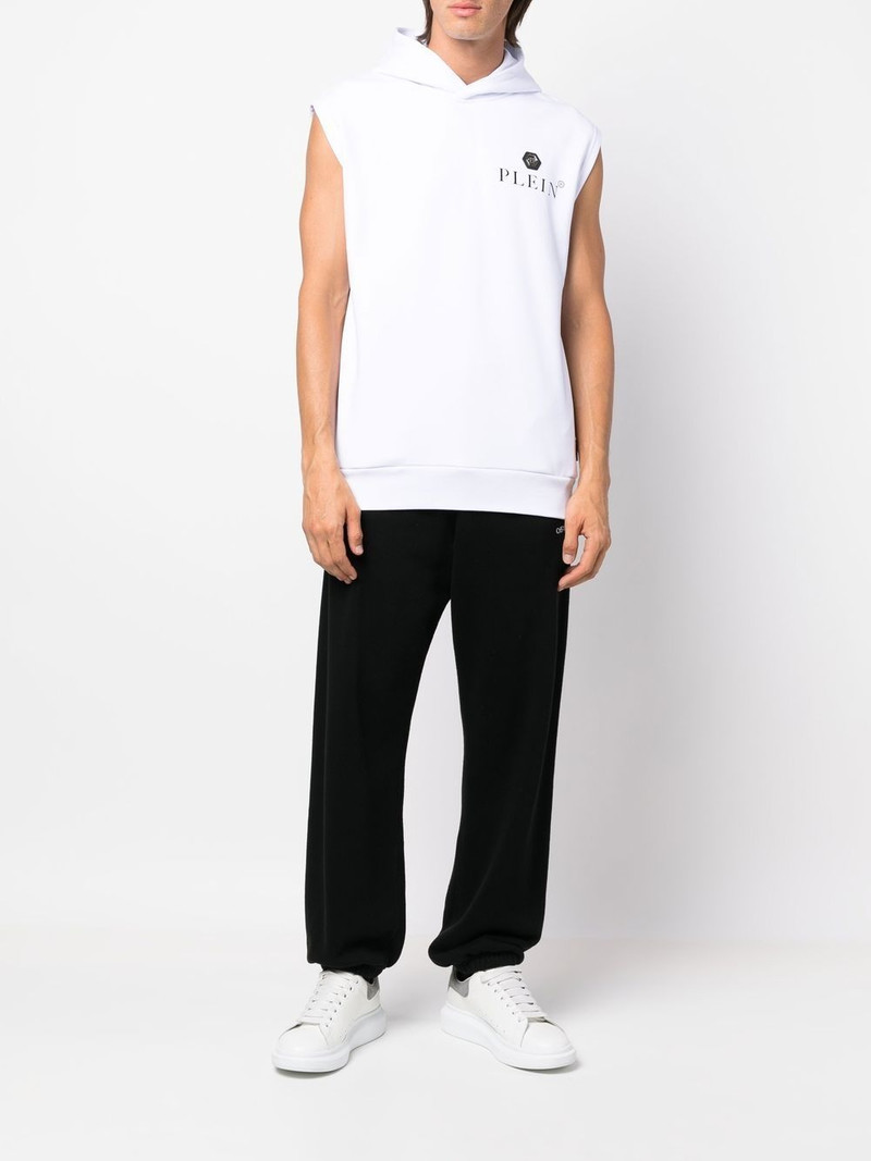 PHILIPP PLEIN logo-print sleeveless hoodie outlook
