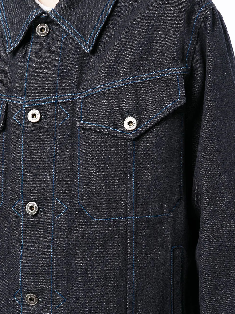 contrast-stitch denim jacket - 5