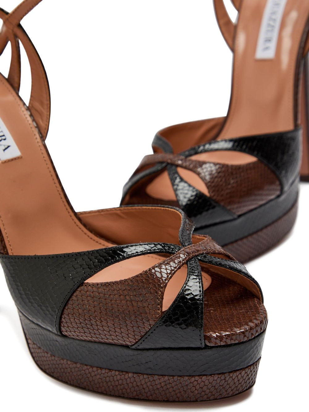 130mm Plateau snake-embossed leather sandals - 4