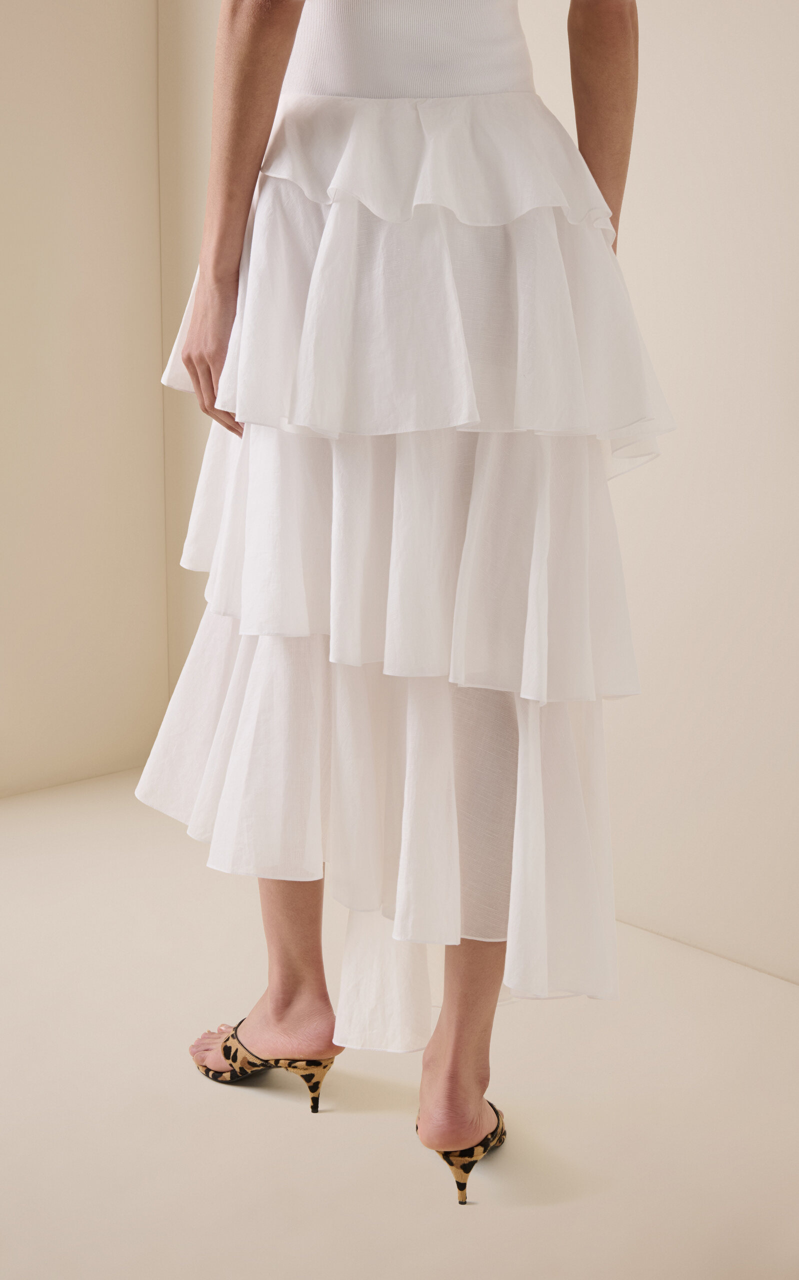 Spiral Cotton-Linen Skirt white - 4
