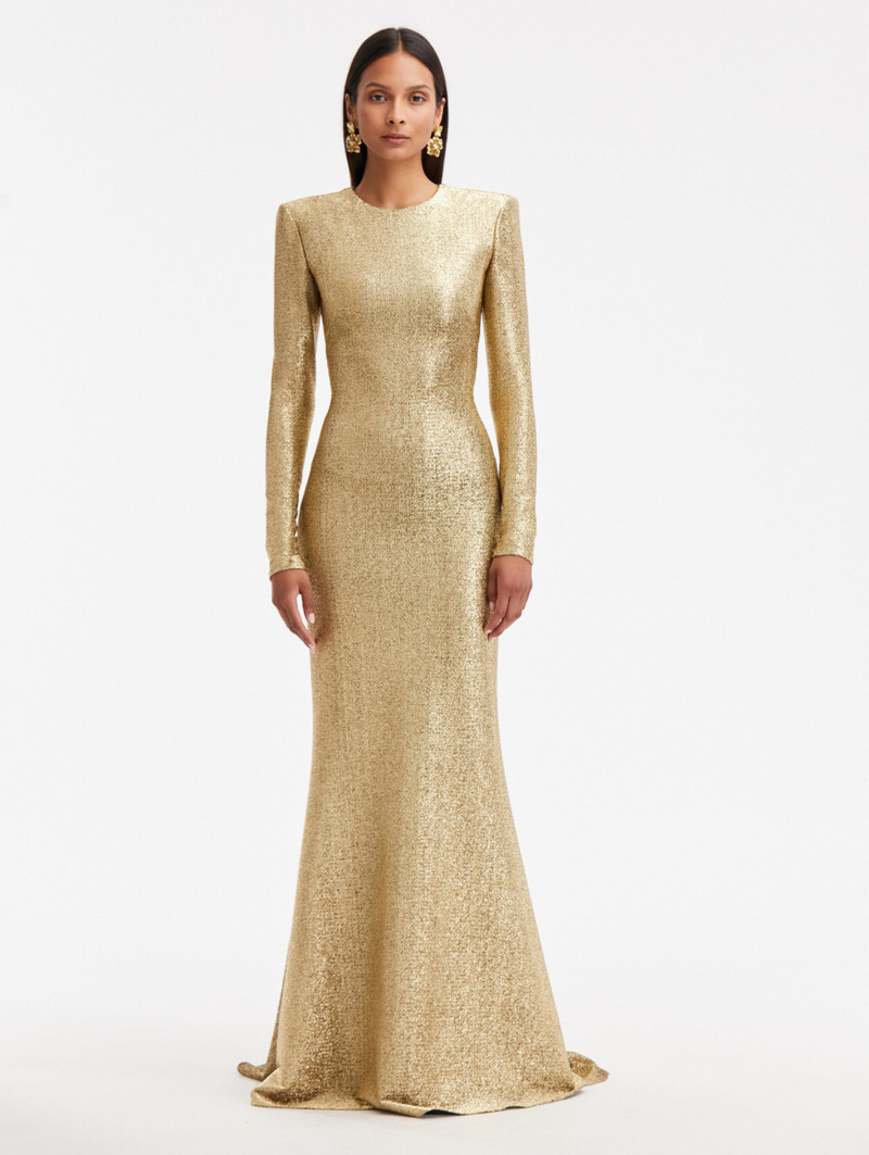 LAMÉ COLUMN GOWN - 1