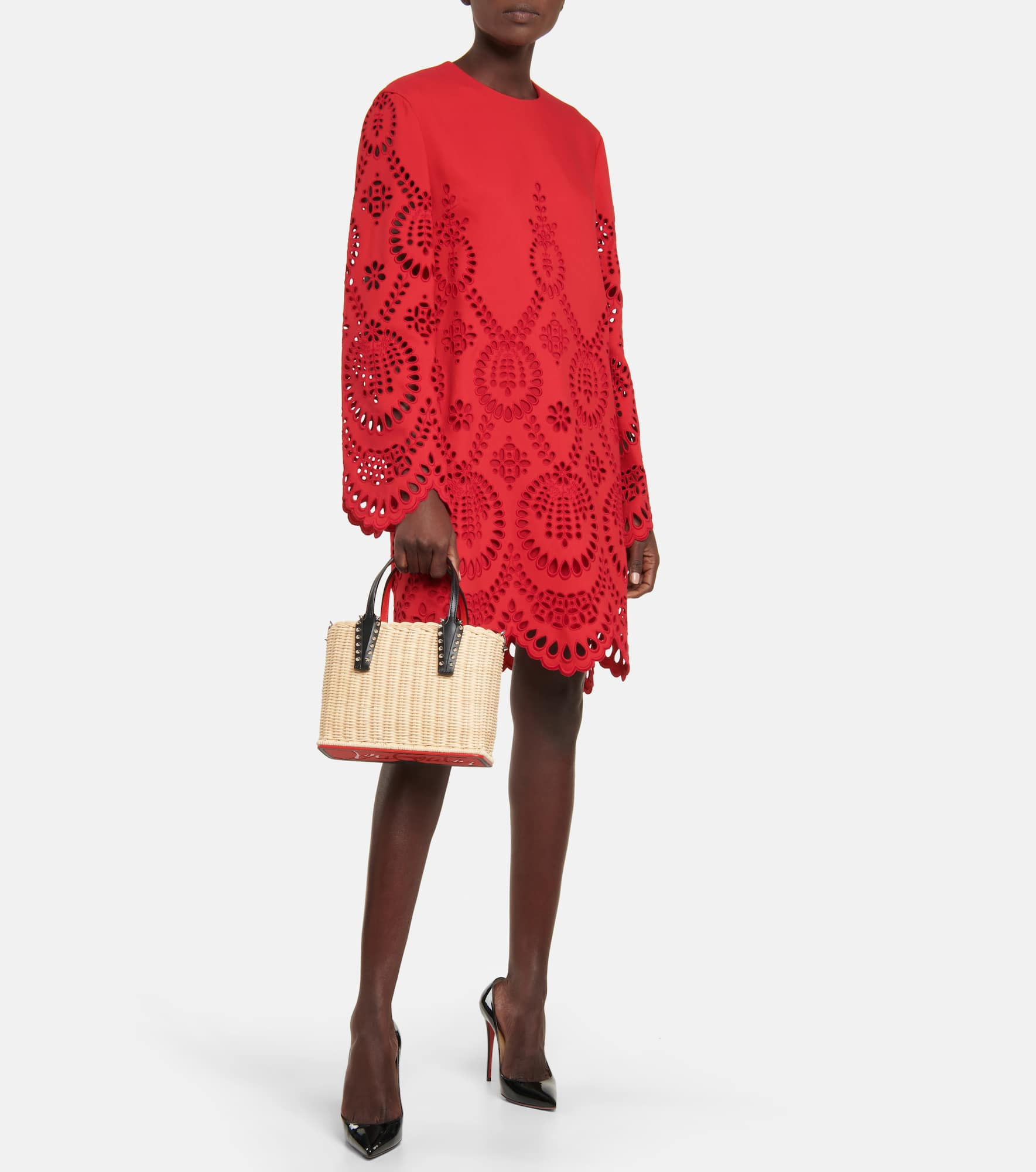 Cabata Small raffia and leather tote - 5