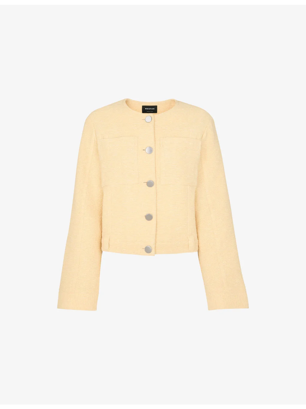 Patch-Pocket Collarless Textured Cotton Jacket - 1